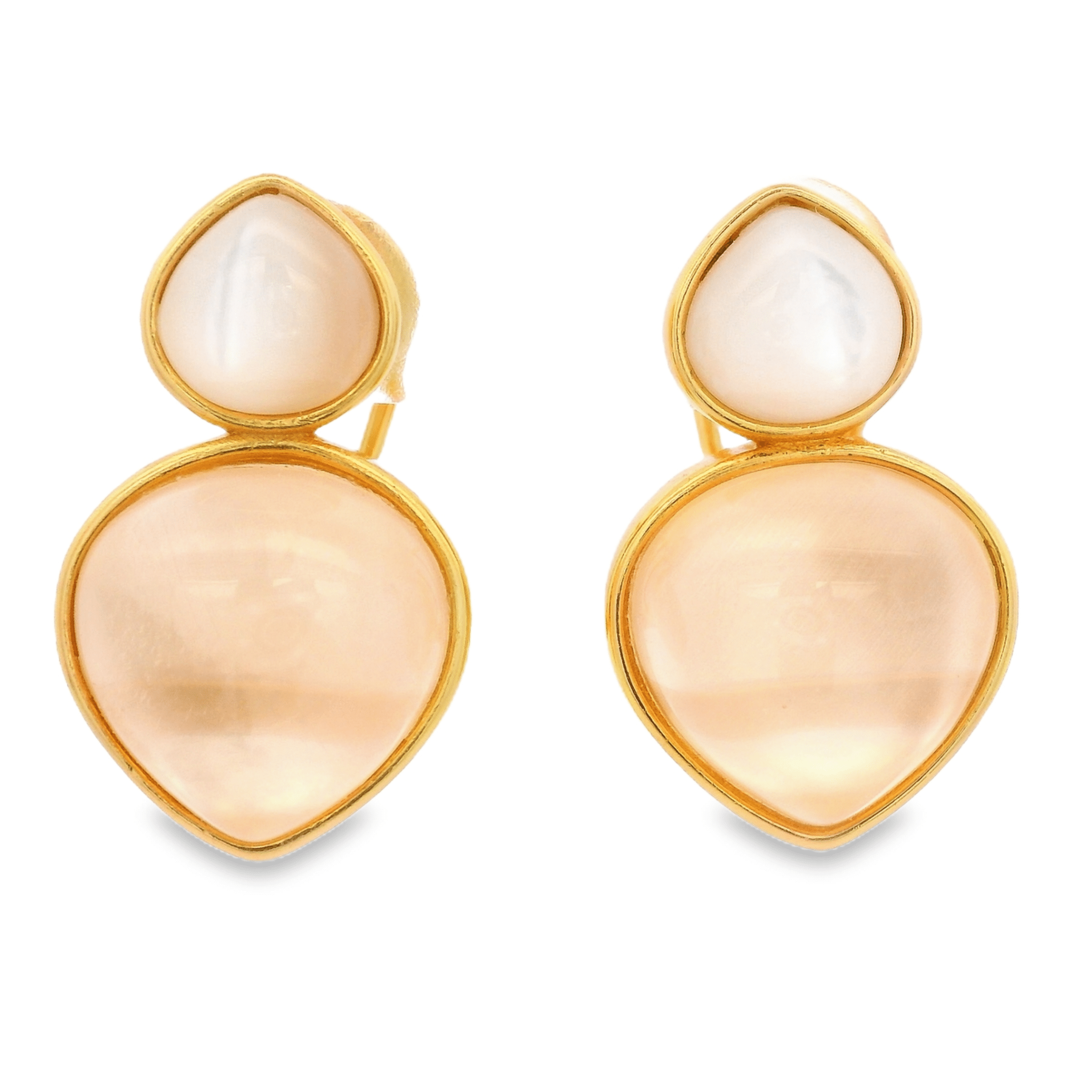 925YG DOUBLE BRIOLETTE EARRINGS MOP & CZ ROSE - C'SANTOS