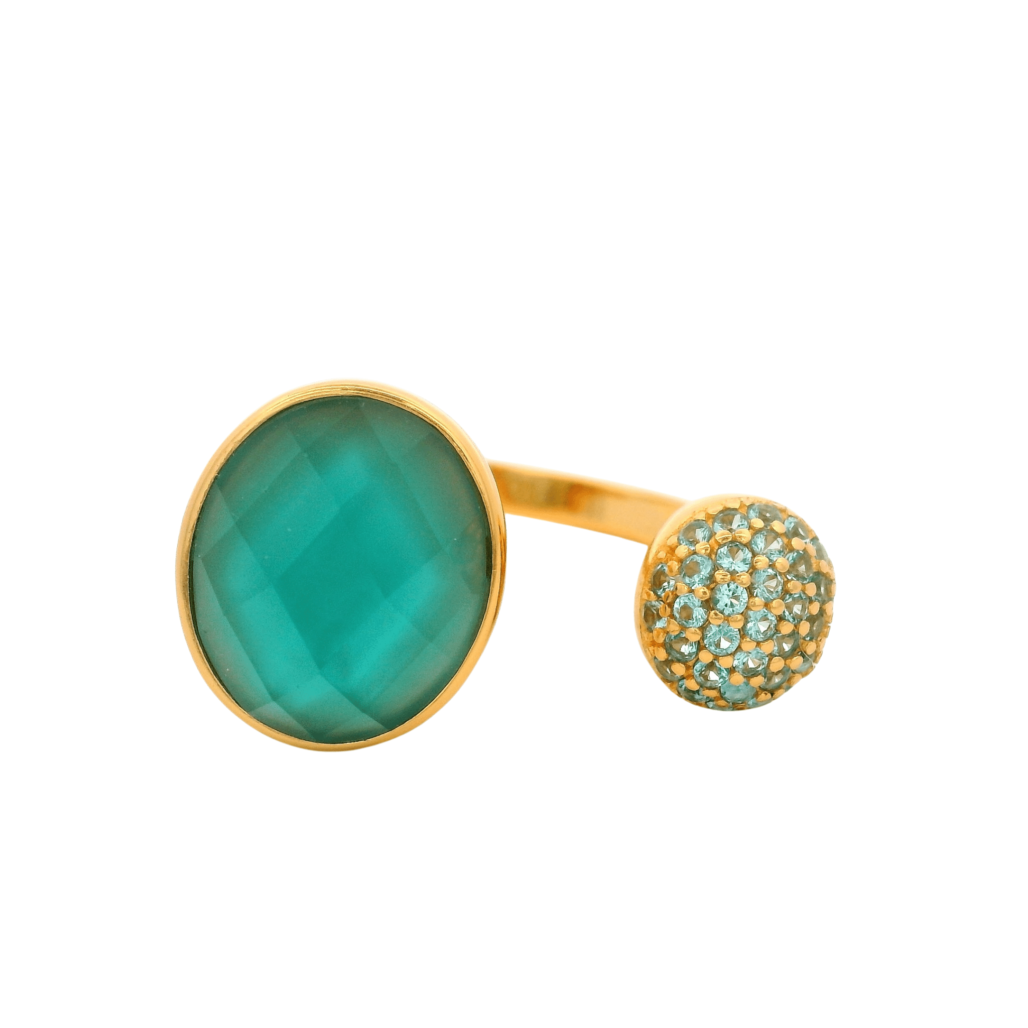 925YG DOUBLE ROUND RING MOP & CZ T8 - C'SANTOS