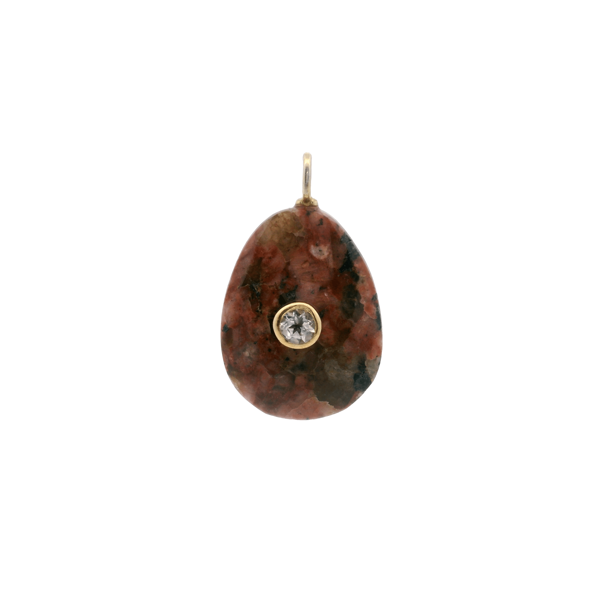 925YG DROP RHODOCHROSITE CENTER TOPAZ WHITE CHARM - C'SANTOS