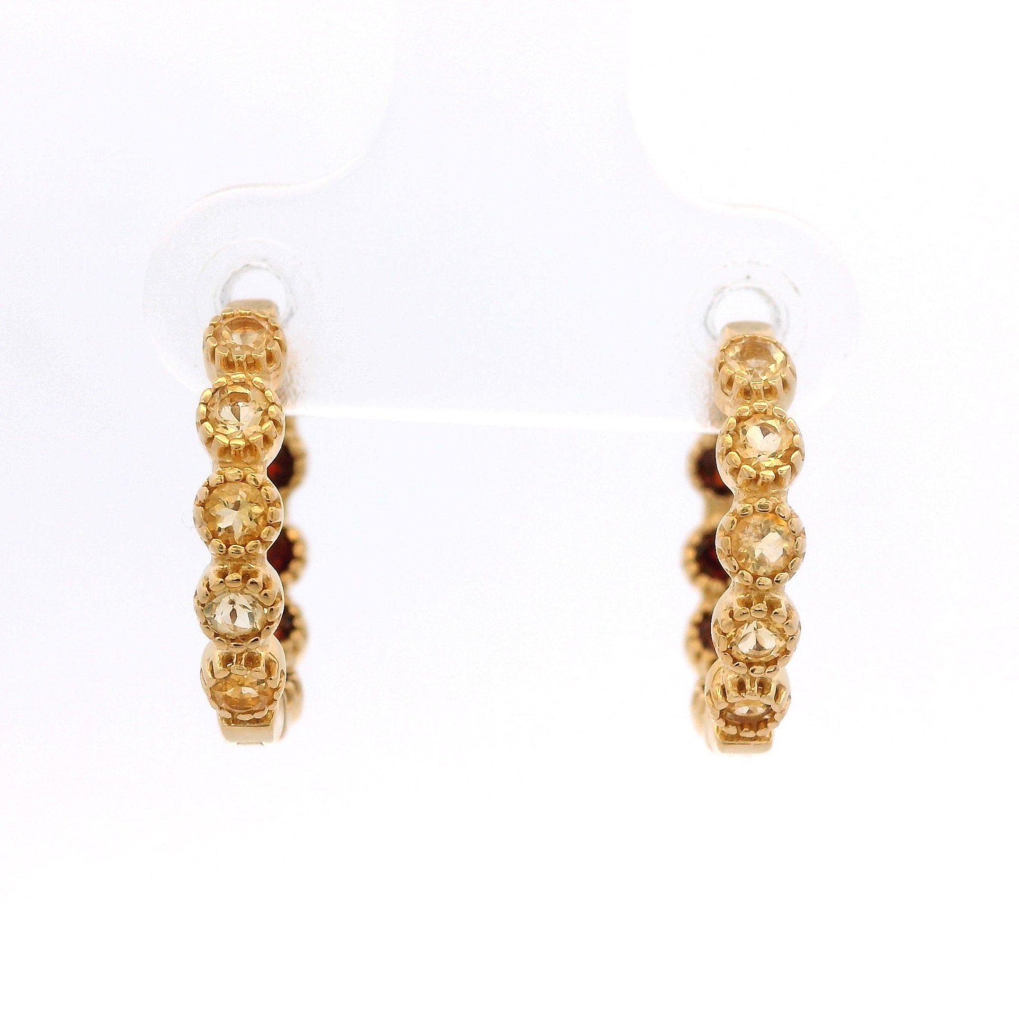 925YG FIVE STONE CITRINE BACK GARNET HUGGIES - C'SANTOS