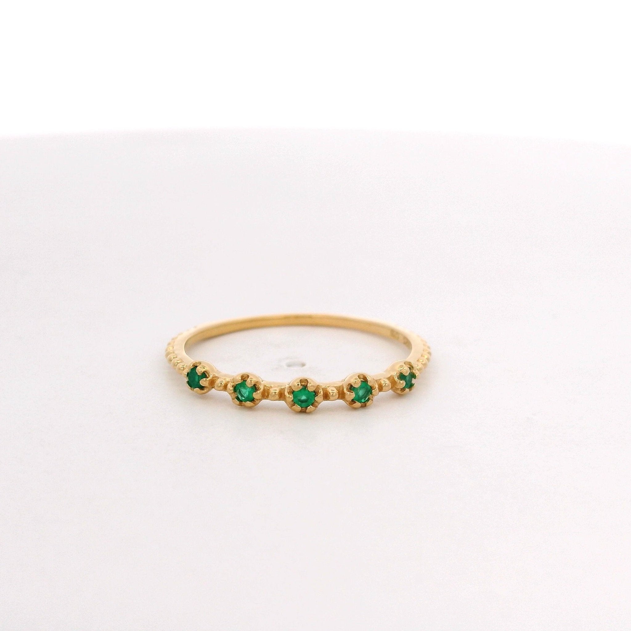 925YG FIVE STONE ONYX GREEN RING T6.5 - C'SANTOS