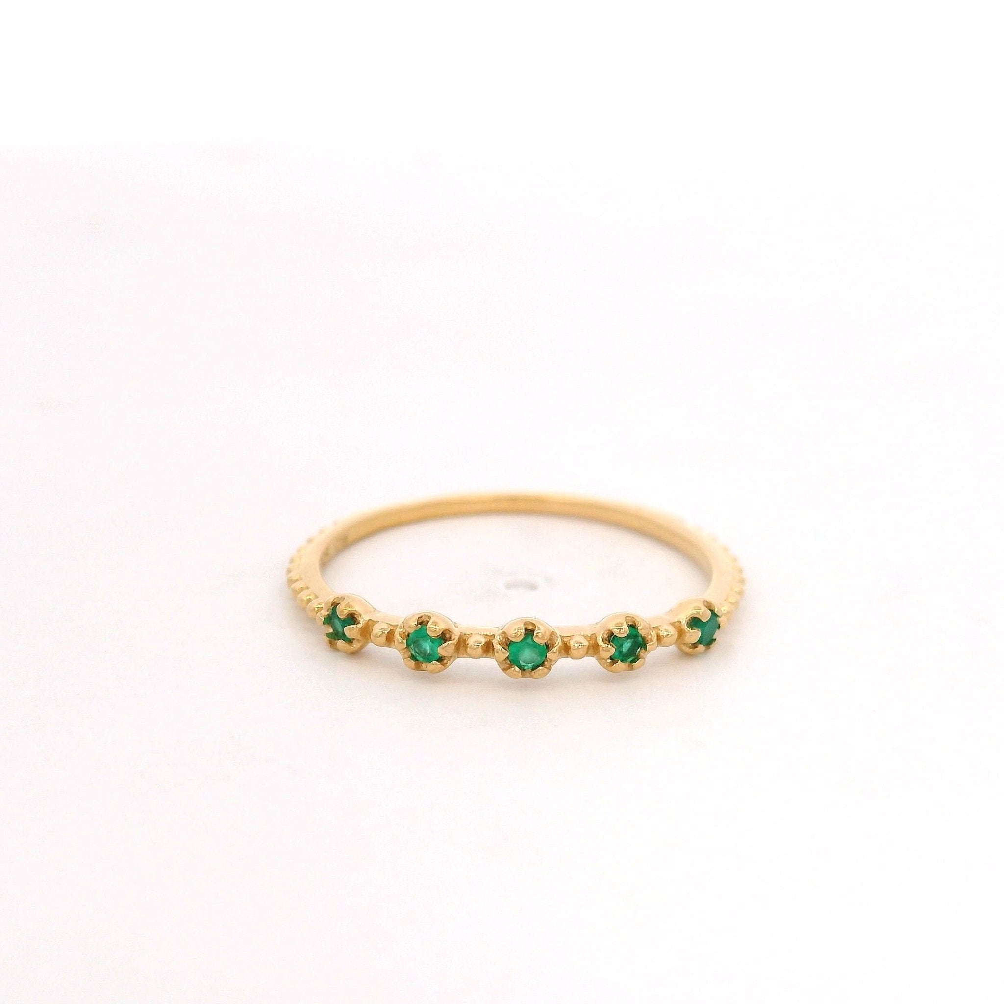 925YG FIVE STONE ONYX GREEN RING T6.5 - C'SANTOS