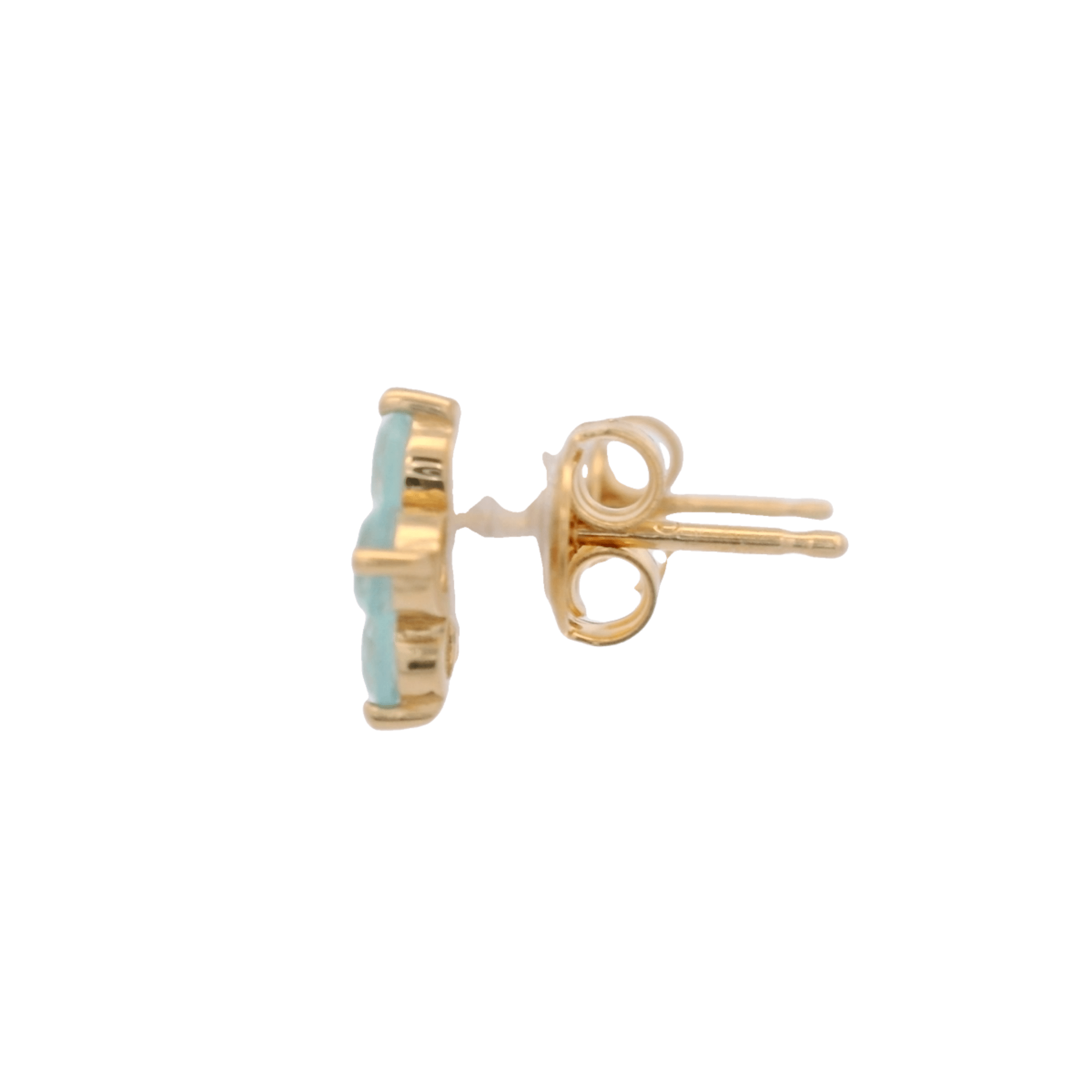 925YG FLOWER 9MM AQUA CHALCEDONY CENTER CHALCEDONY BLUE EARRINGS - C'SANTOS