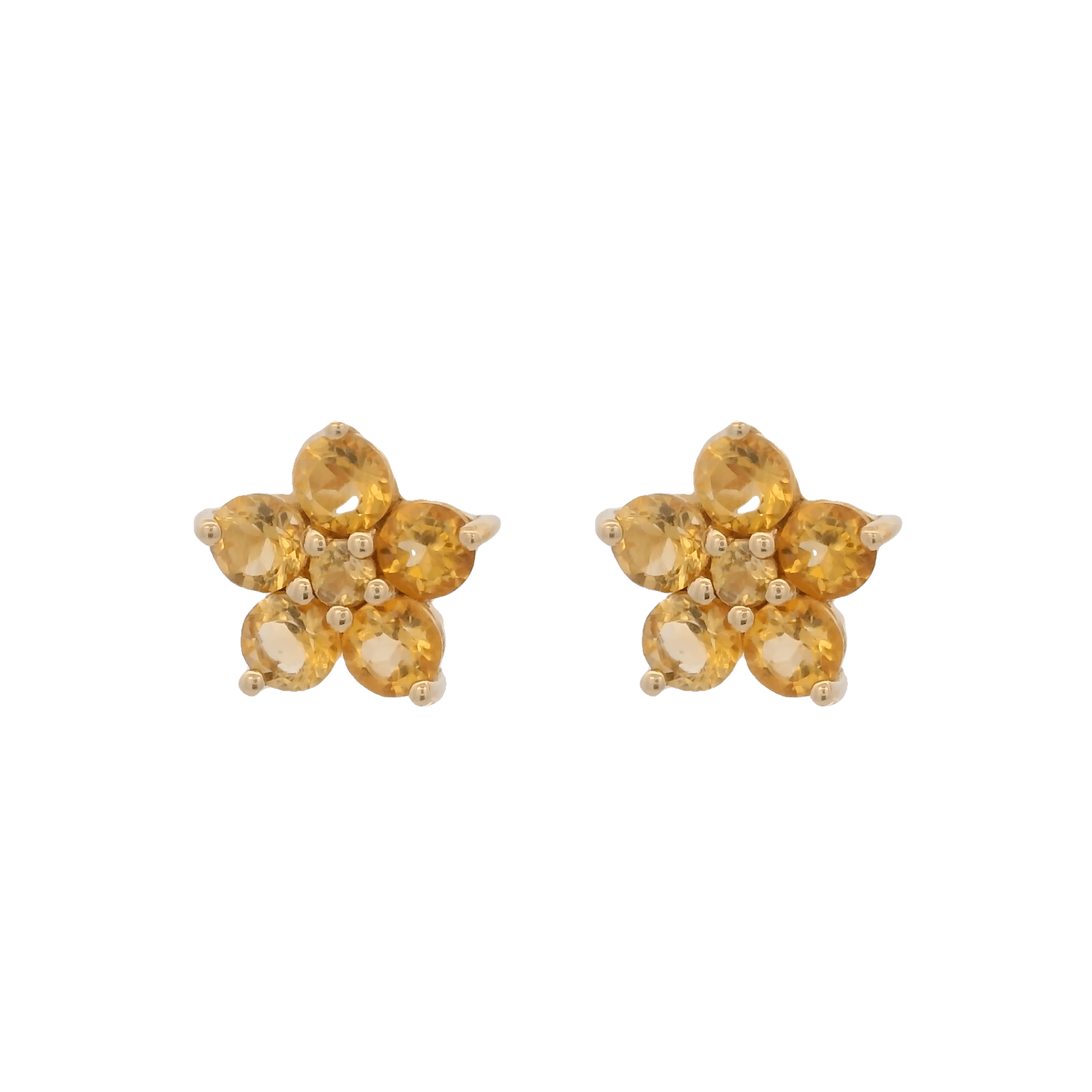925YG FLOWER 9MM CITRINE DARK CENTER CITRINE EARRINGS - C'SANTOS