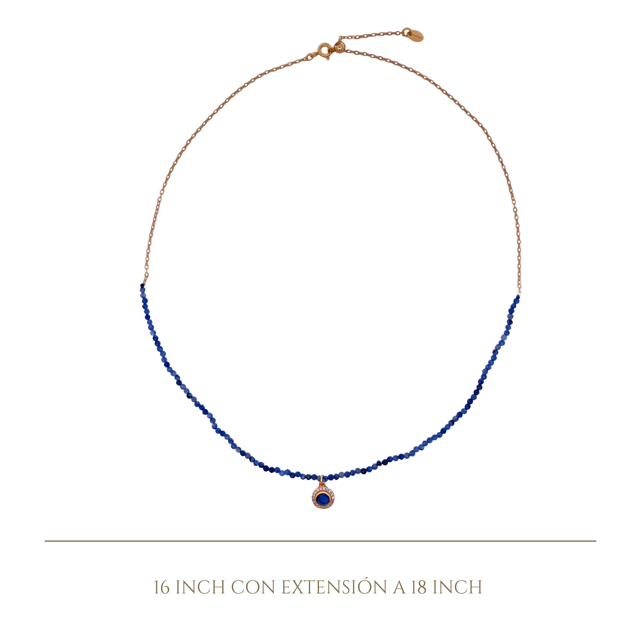 925YG HALF BEANDS WITH SOLITARY HALO NECKLACE BS - C'SANTOS