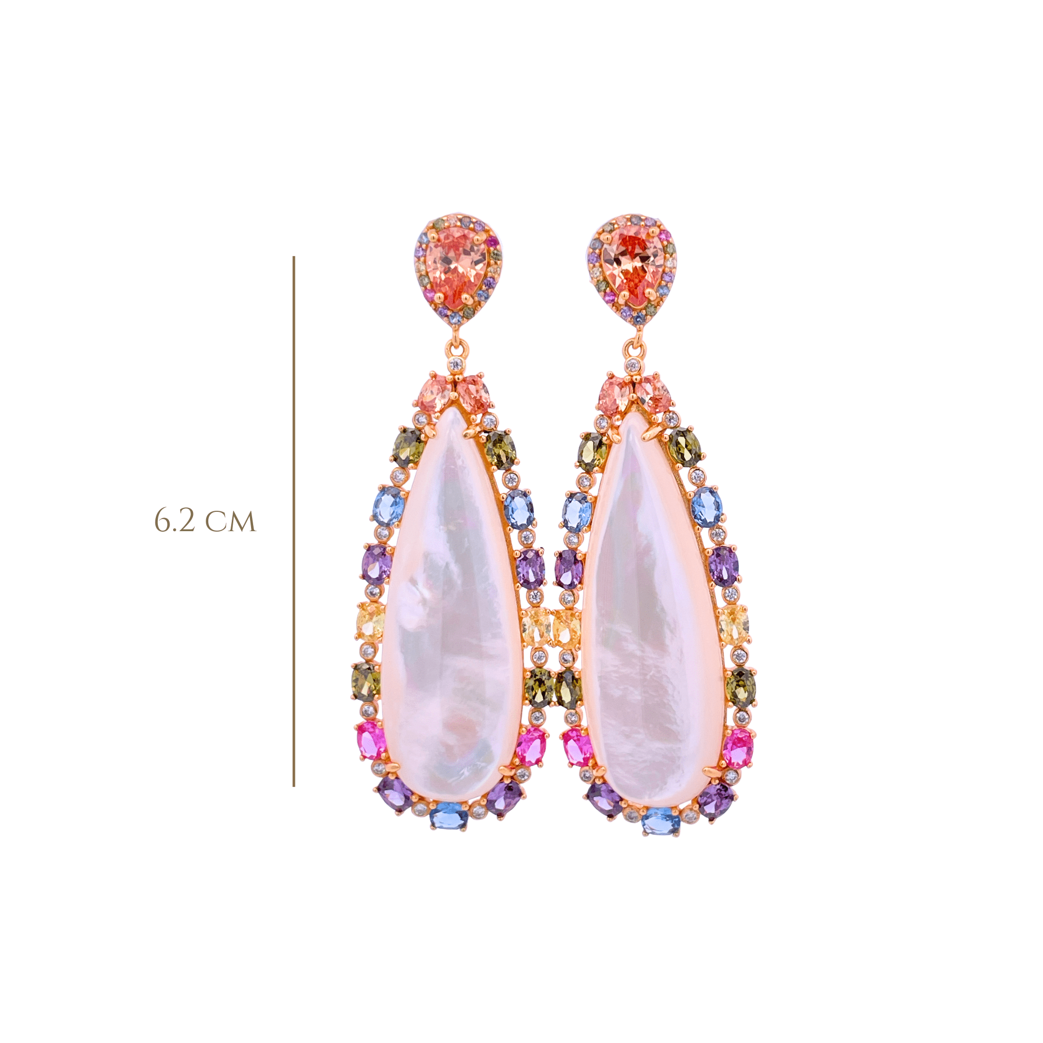 925YG HALO DROP EARRINGS CZ MULTICOLOR - C'SANTOS