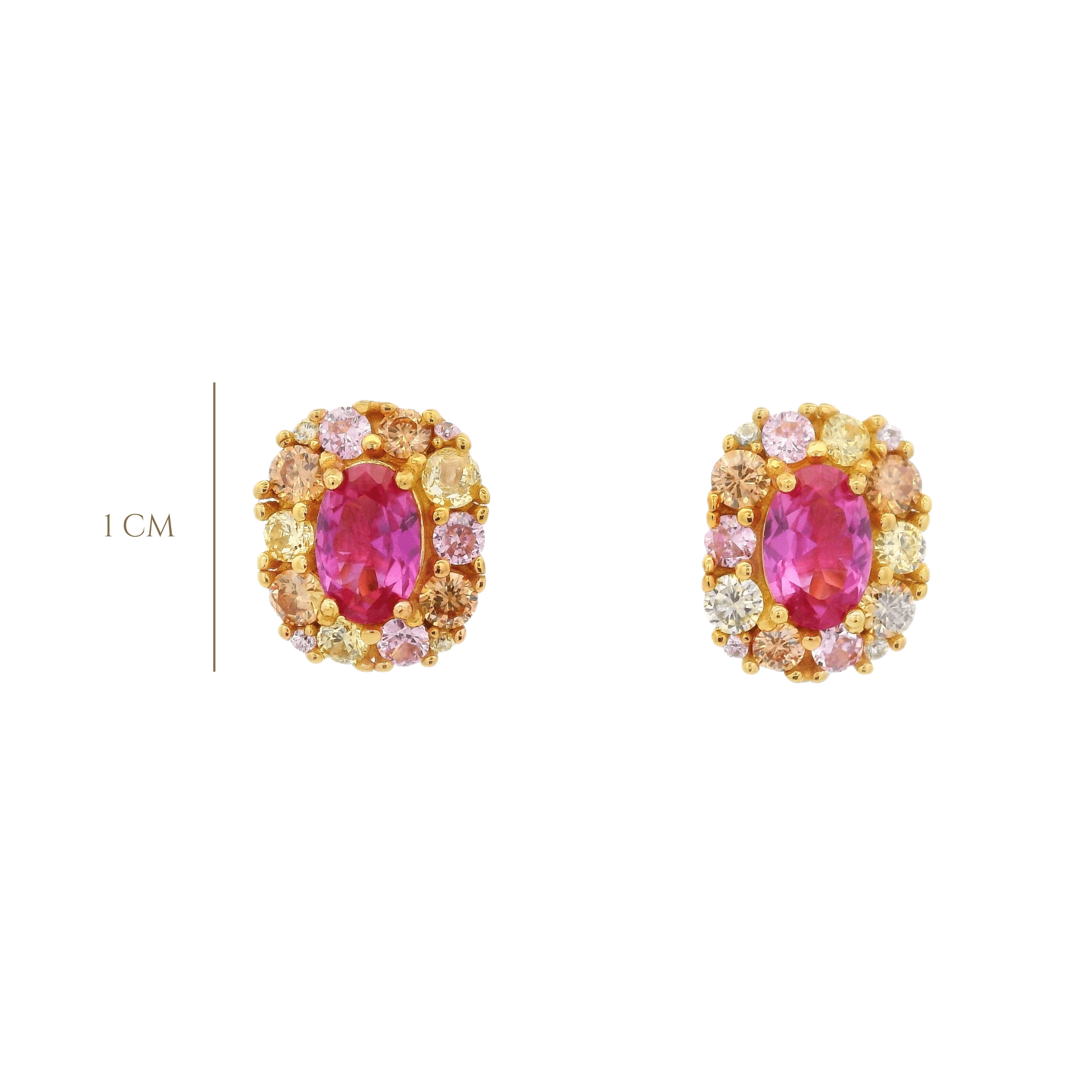 925YG HALO SQUARE EARRINGS CZ FUSHIA - C'SANTOS