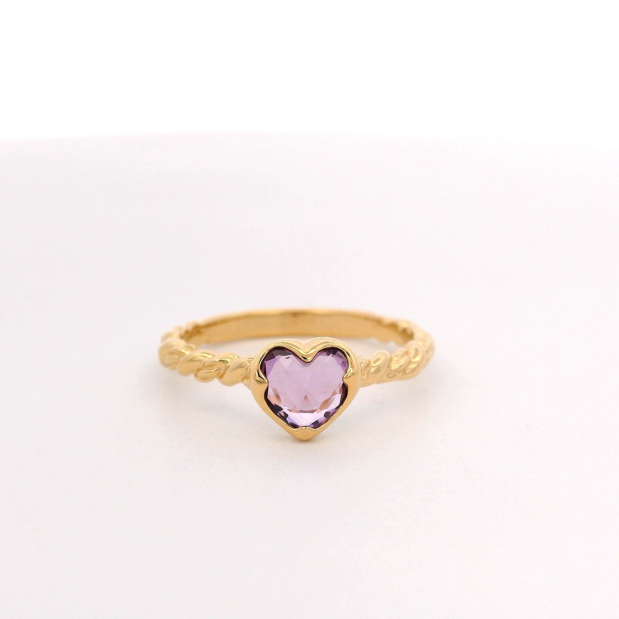 925YG HEART BEZEL AMETHYST GILT RING T6.5 - C'SANTOS