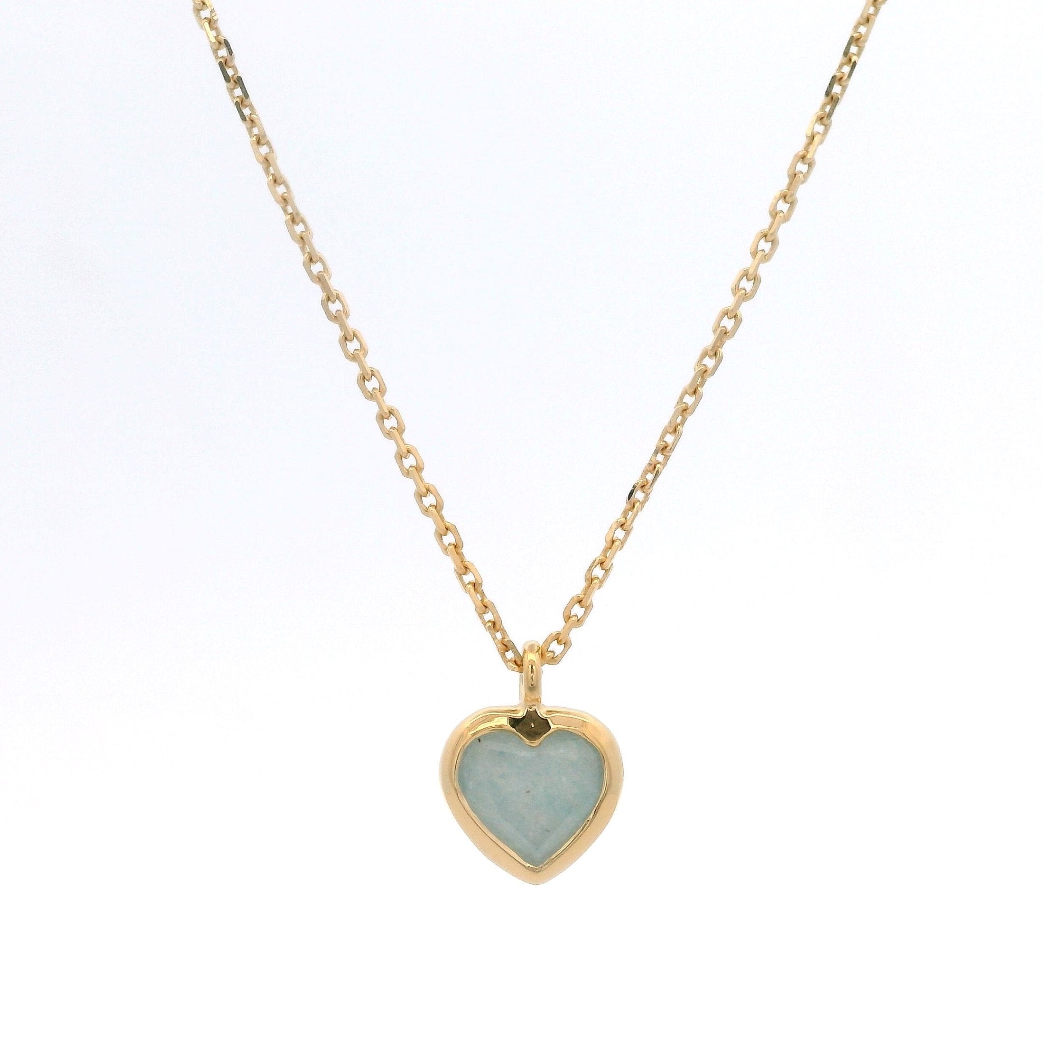 925YG HEART BEZEL AQUA QUARTZ NECKLACE - C'SANTOS