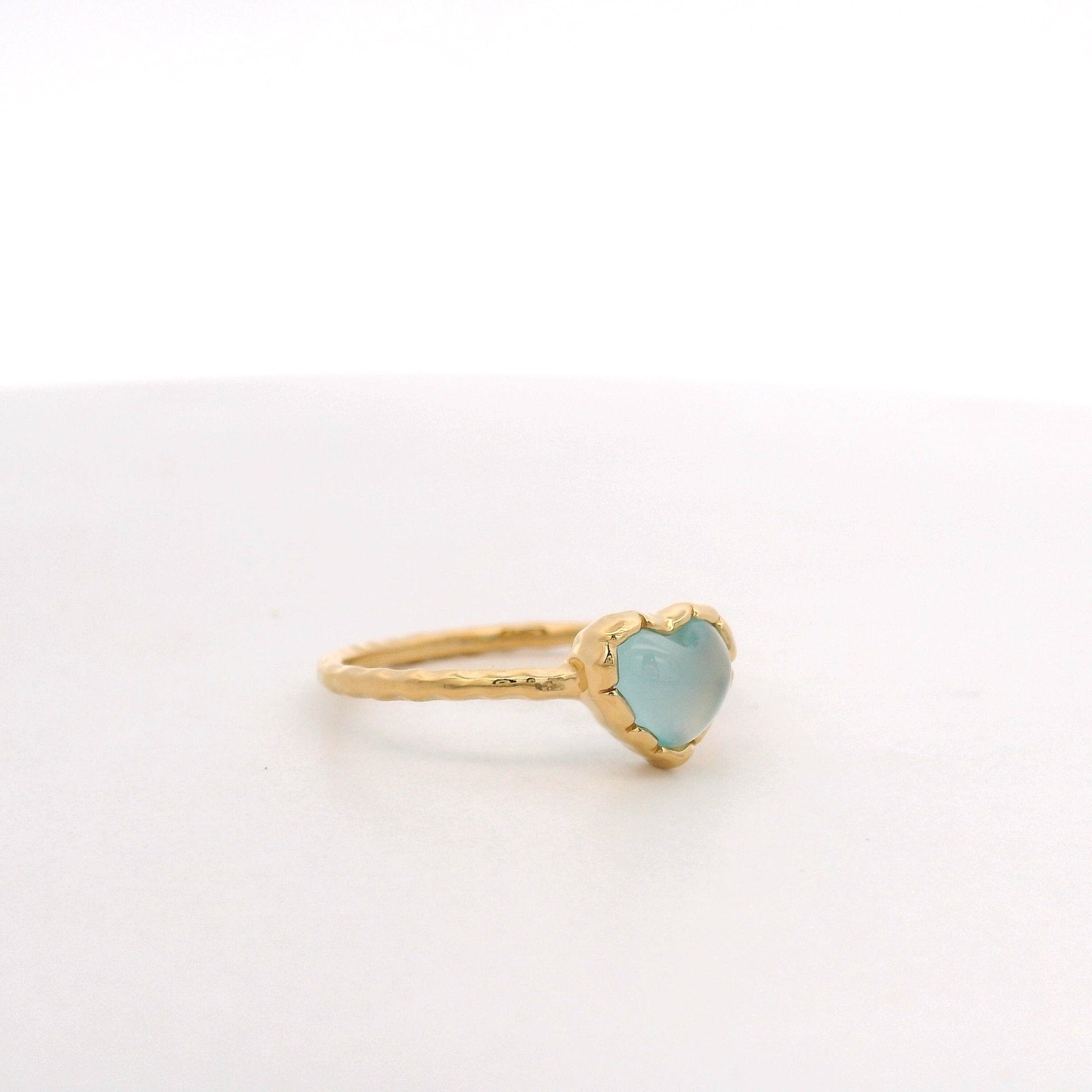 925YG HEART CHALCEDONY RING T6.5 - C'SANTOS