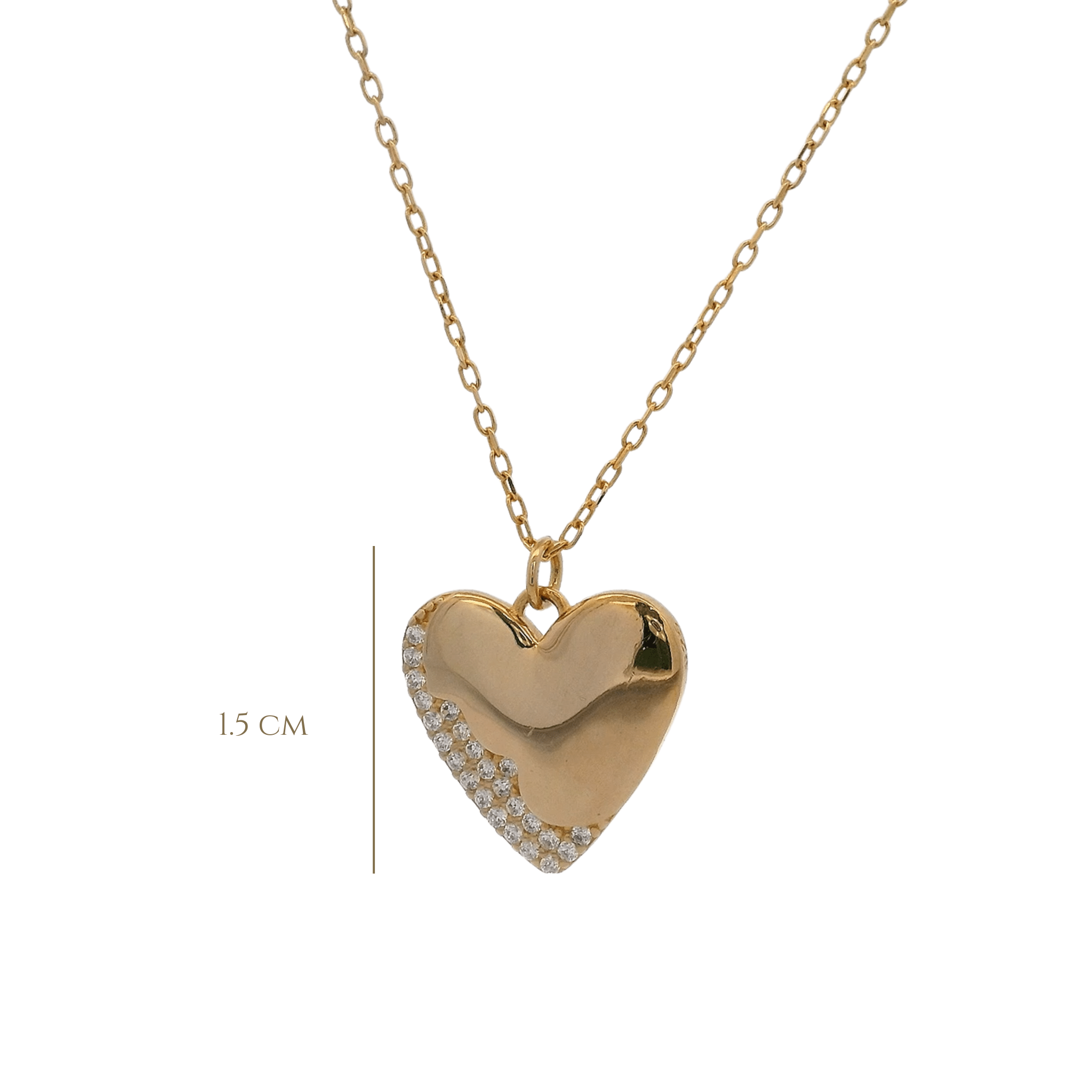 925YG HEART SEMI PAVE NECKLACE - C'SANTOS