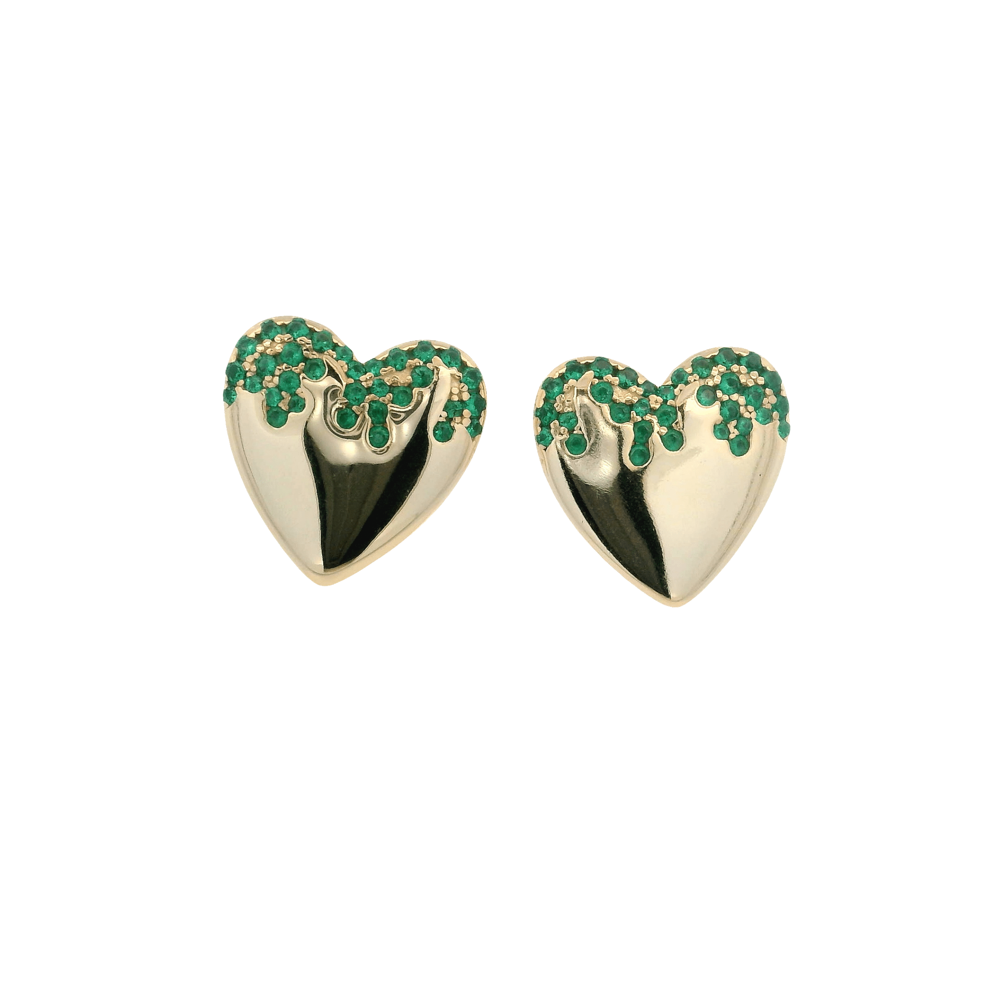 925YG HEART SMOOTH CZ GREEN EARRINGS - C'SANTOS