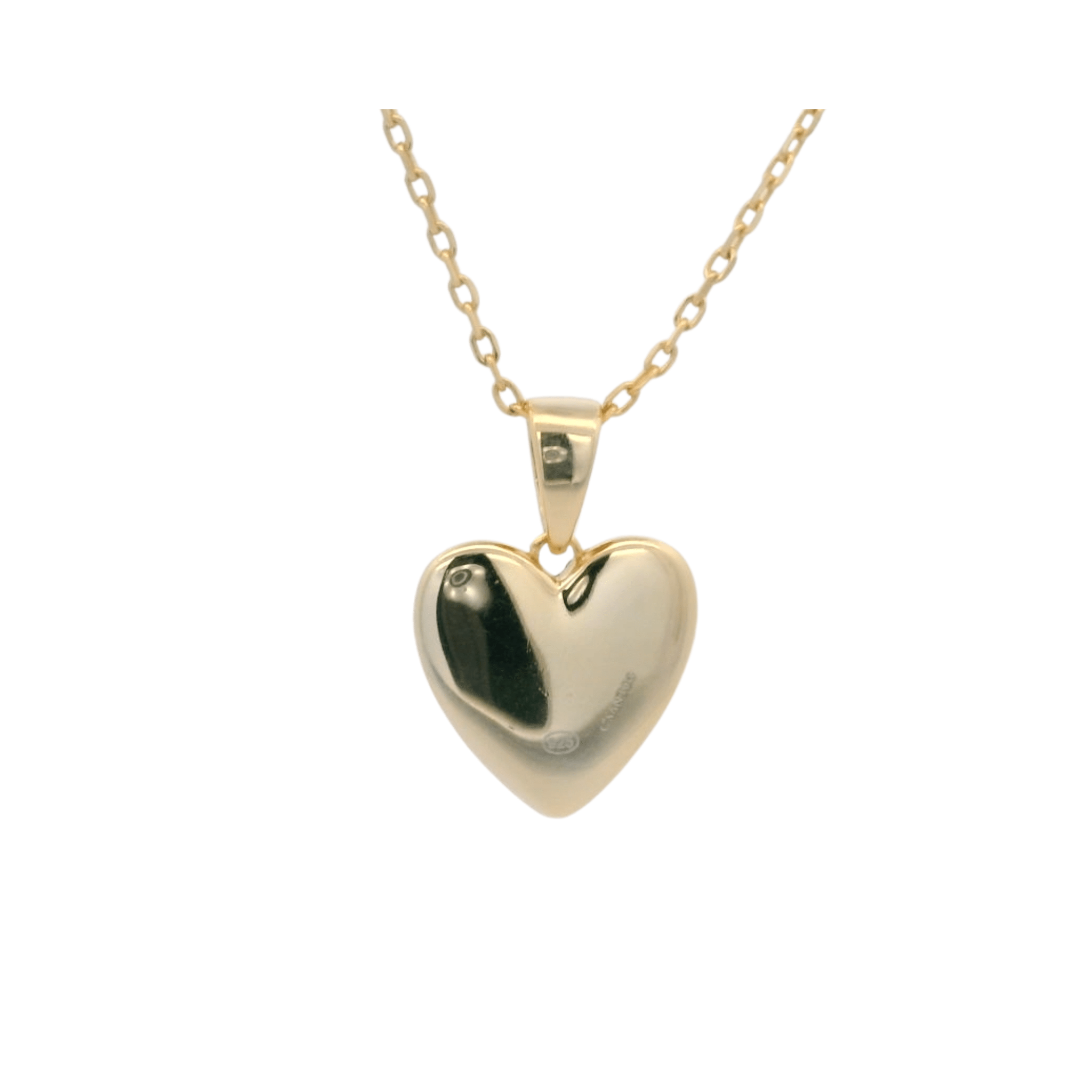 925YG HEART SMOOTH CZ GREEN NECKLACE - C'SANTOS