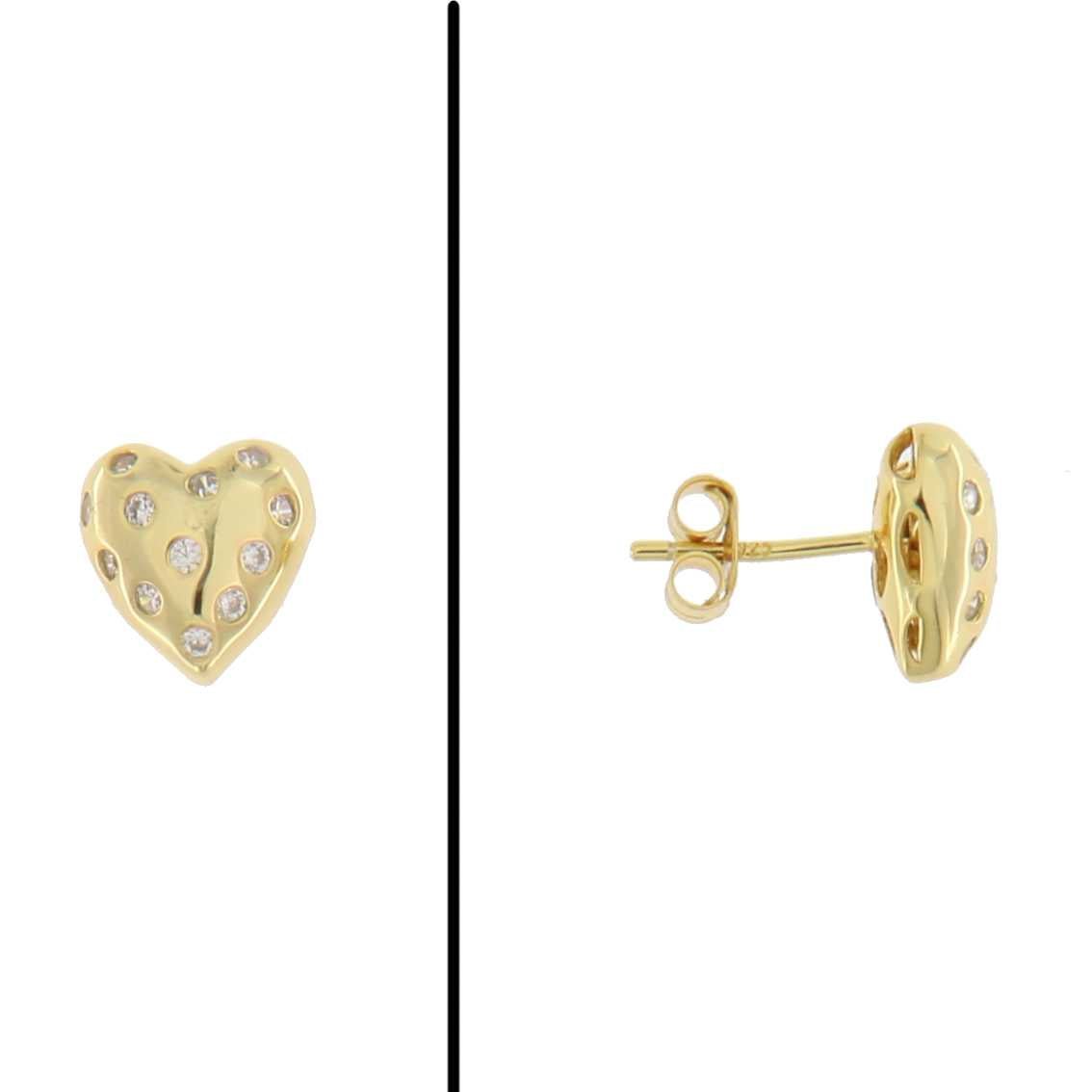 925YG HEART WITH CZ EARRINGS - C'SANTOS