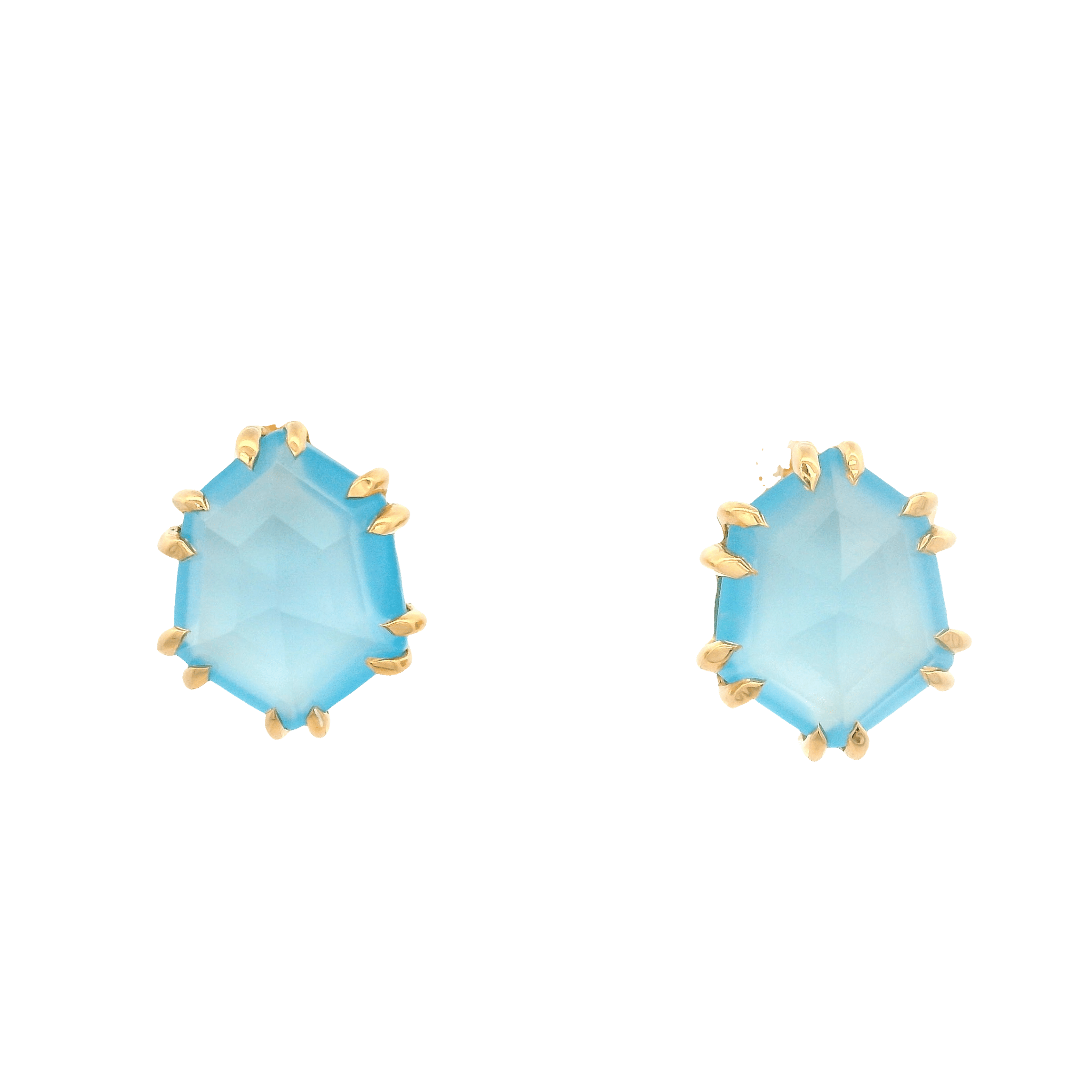 925YG HEXAGONAL CHALCEDONY EARRINGS - C'SANTOS