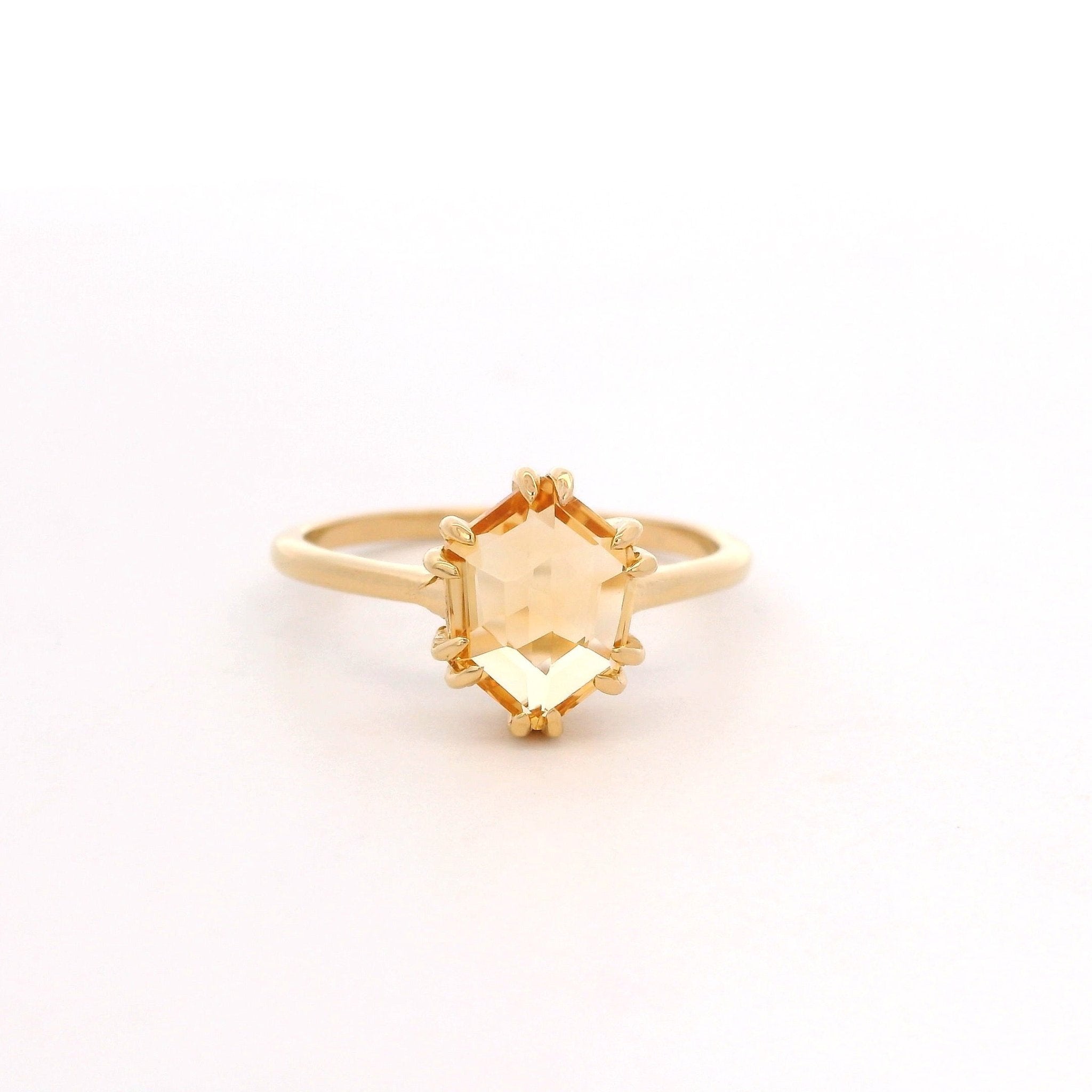 925YG HEXAGONAL CITRINE RING T6.5 - C'SANTOS