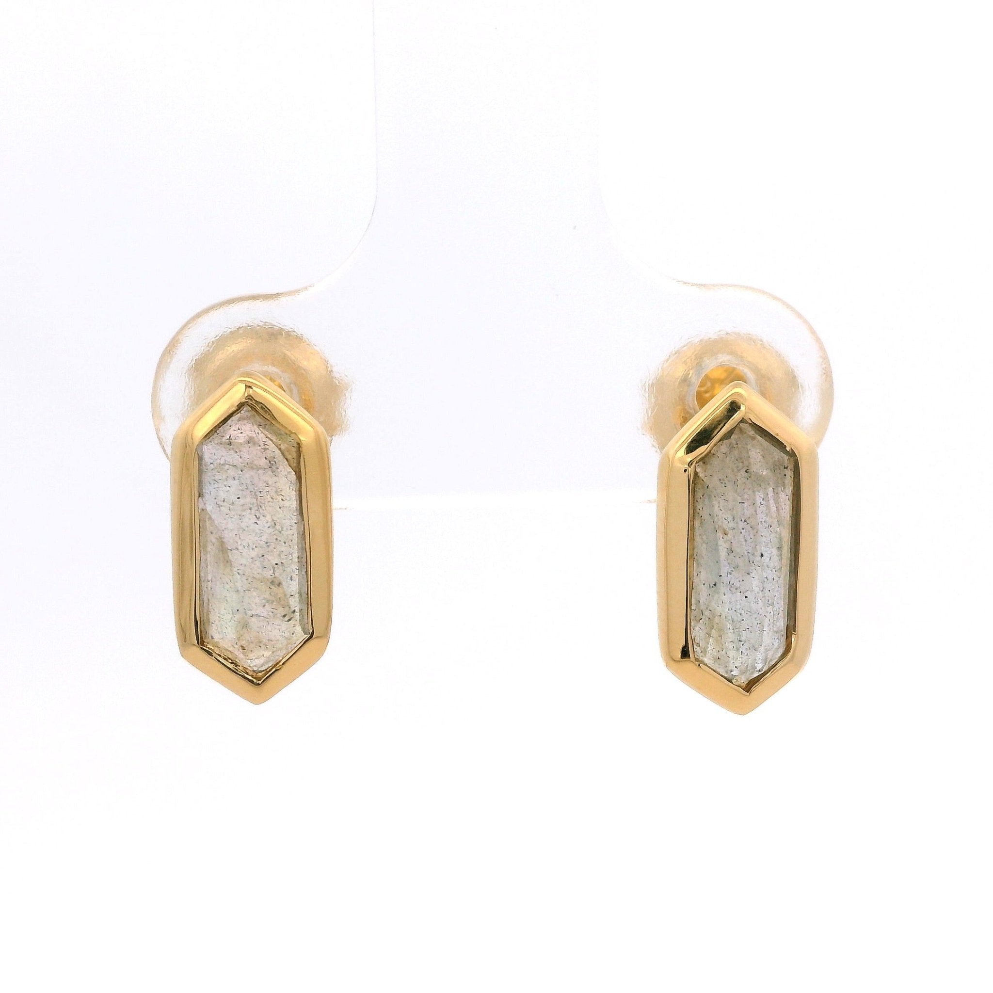 925YG HEXAGONAL LABRADORITE EARRINGS - C'SANTOS