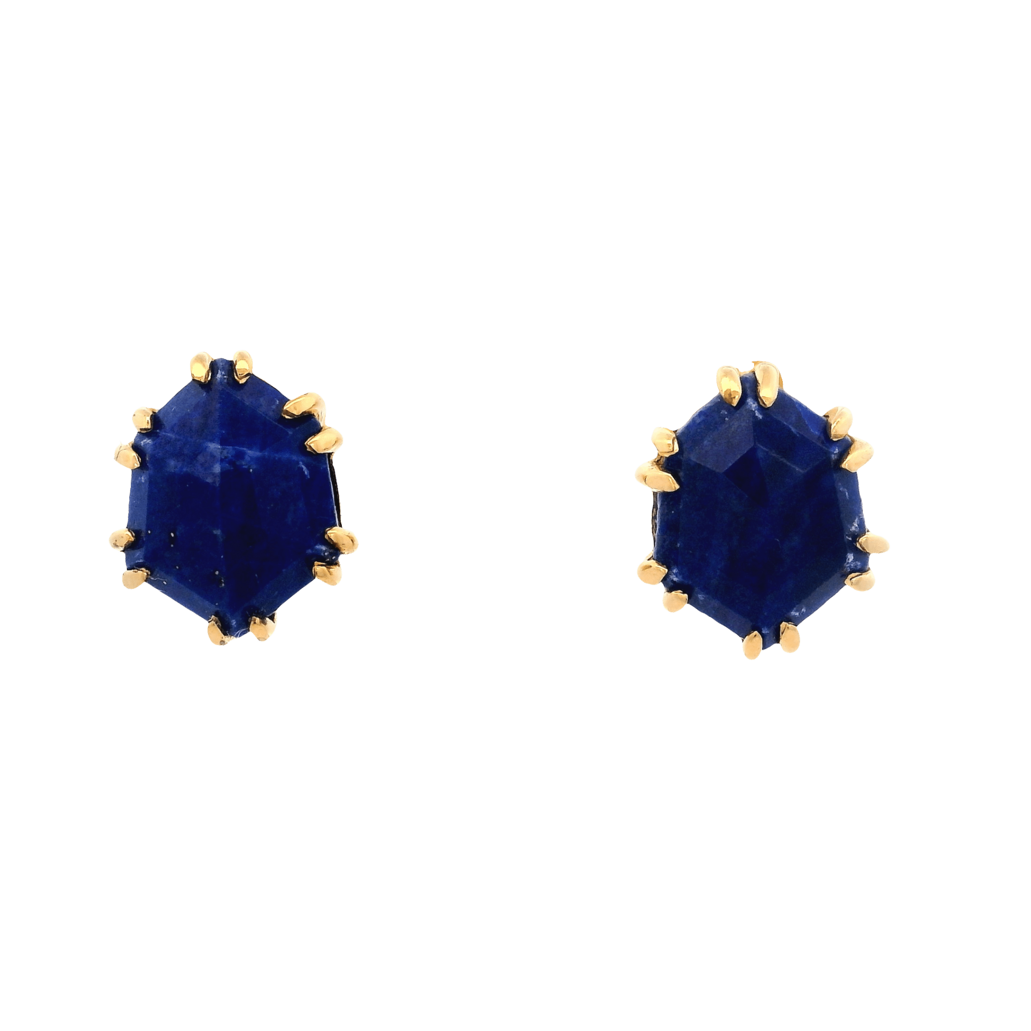 925YG HEXAGONAL LAPIS LAZULI EARRINGS - C'SANTOS