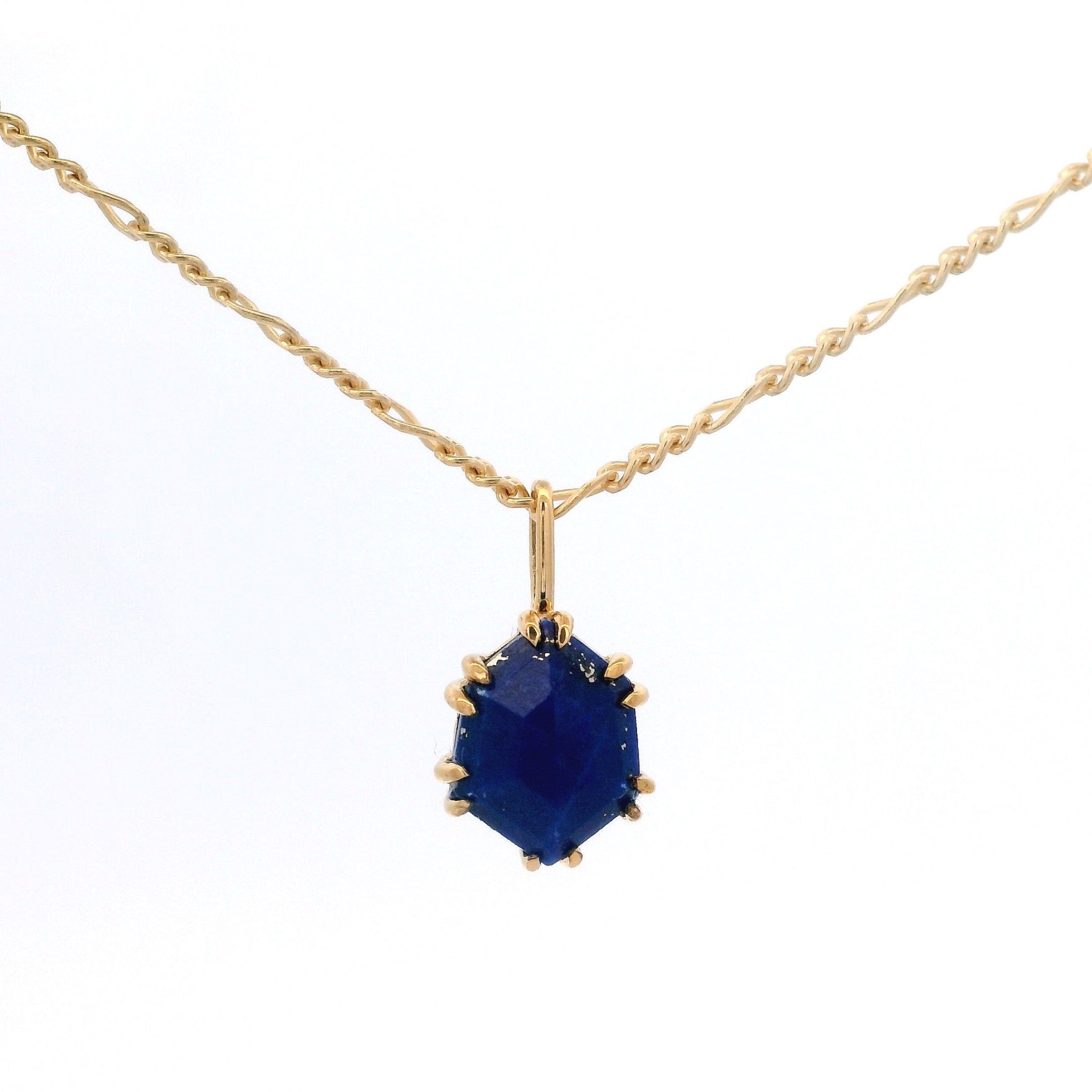 925YG HEXAGONAL LAPIS LAZULI NECKLACE - C'SANTOS