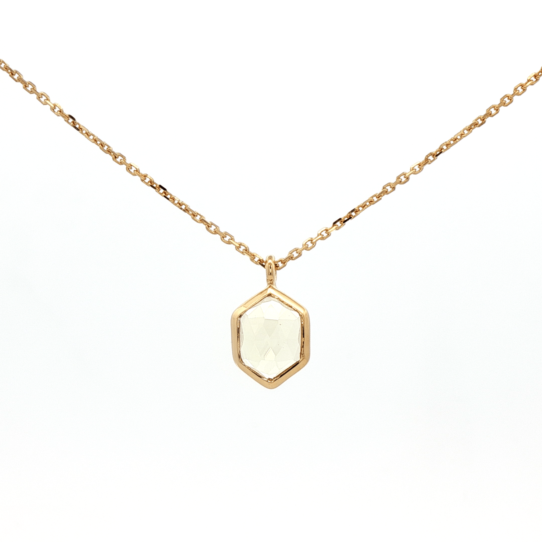 925YG HEXAGONAL LEMON QUARTZ NECKLACE - C'SANTOS
