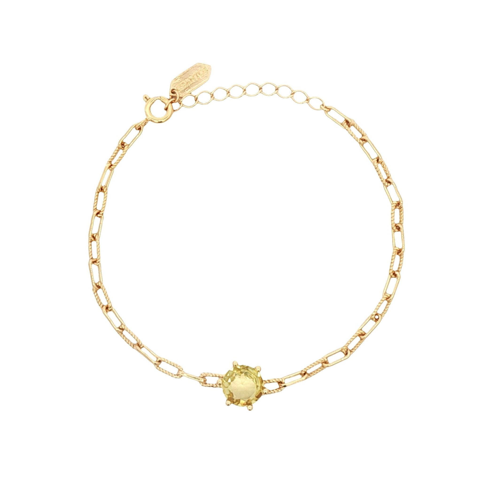 925YG HEXAGONAL LEMON QUARTZ PAPERCLIP BRACELET - C'SANTOS