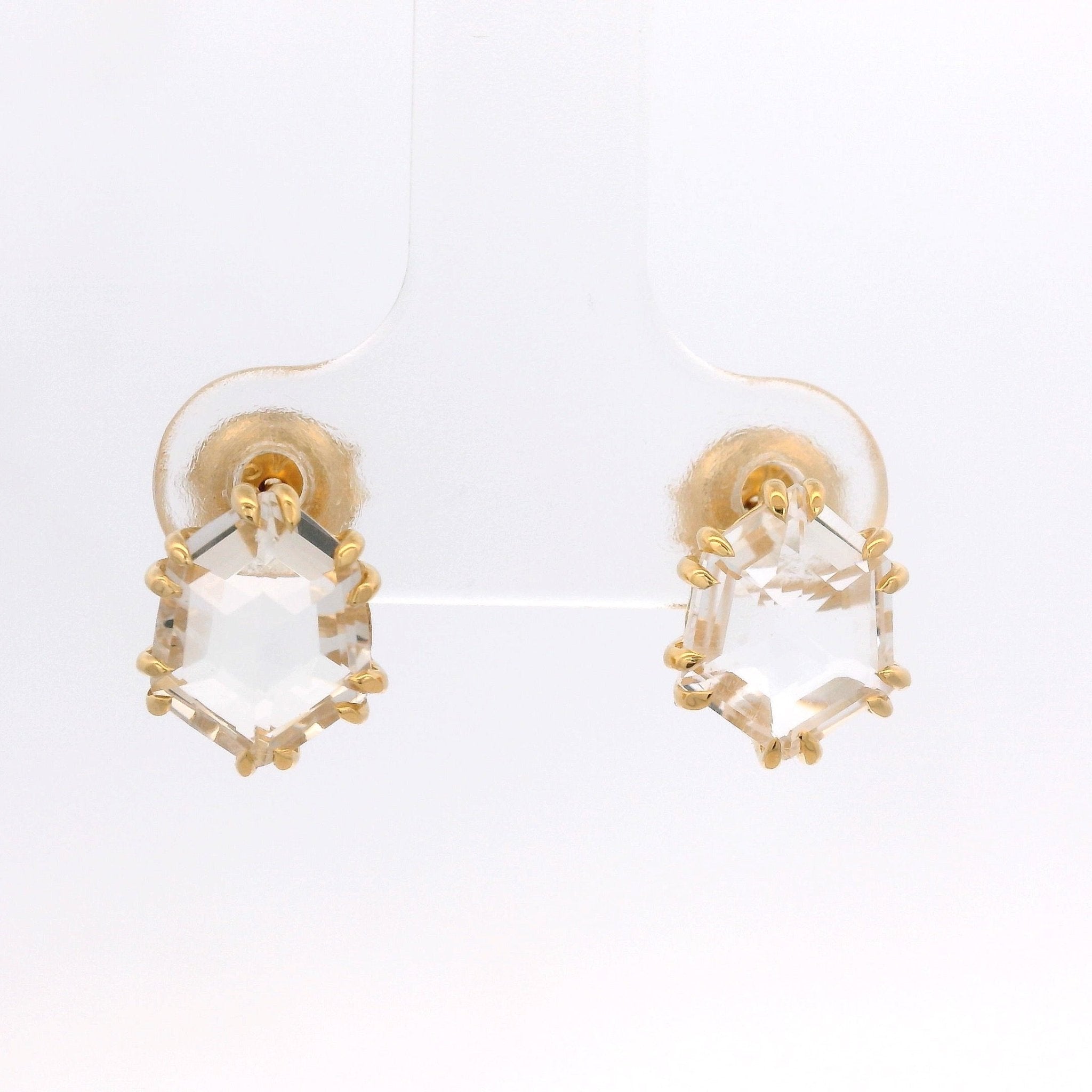 925YG HEXAGONAL ROCK CRYSTAL EARRINGS - C'SANTOS