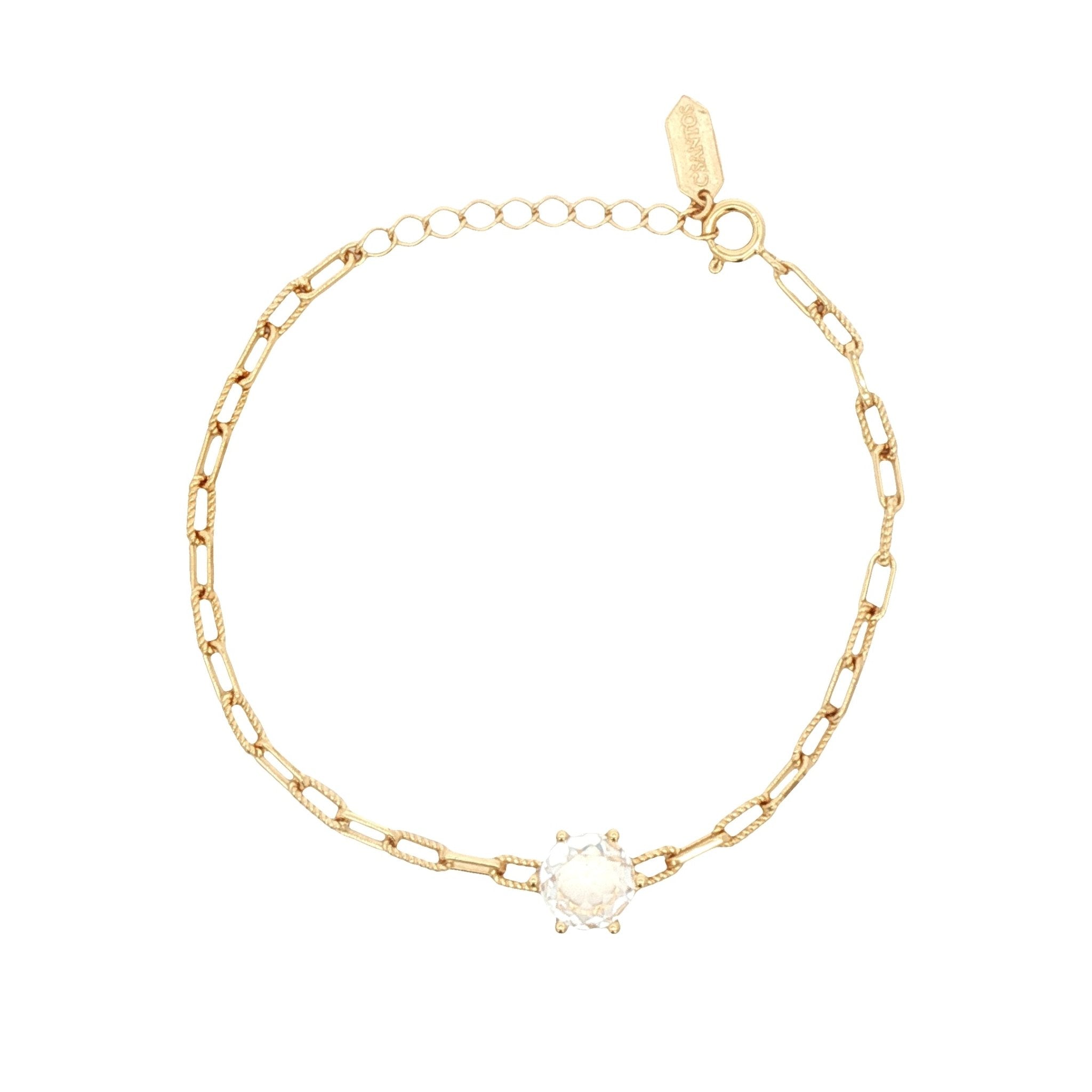 925YG HEXAGONAL ROCK CRYSTAL PAPERCLIP BRACELET - C'SANTOS