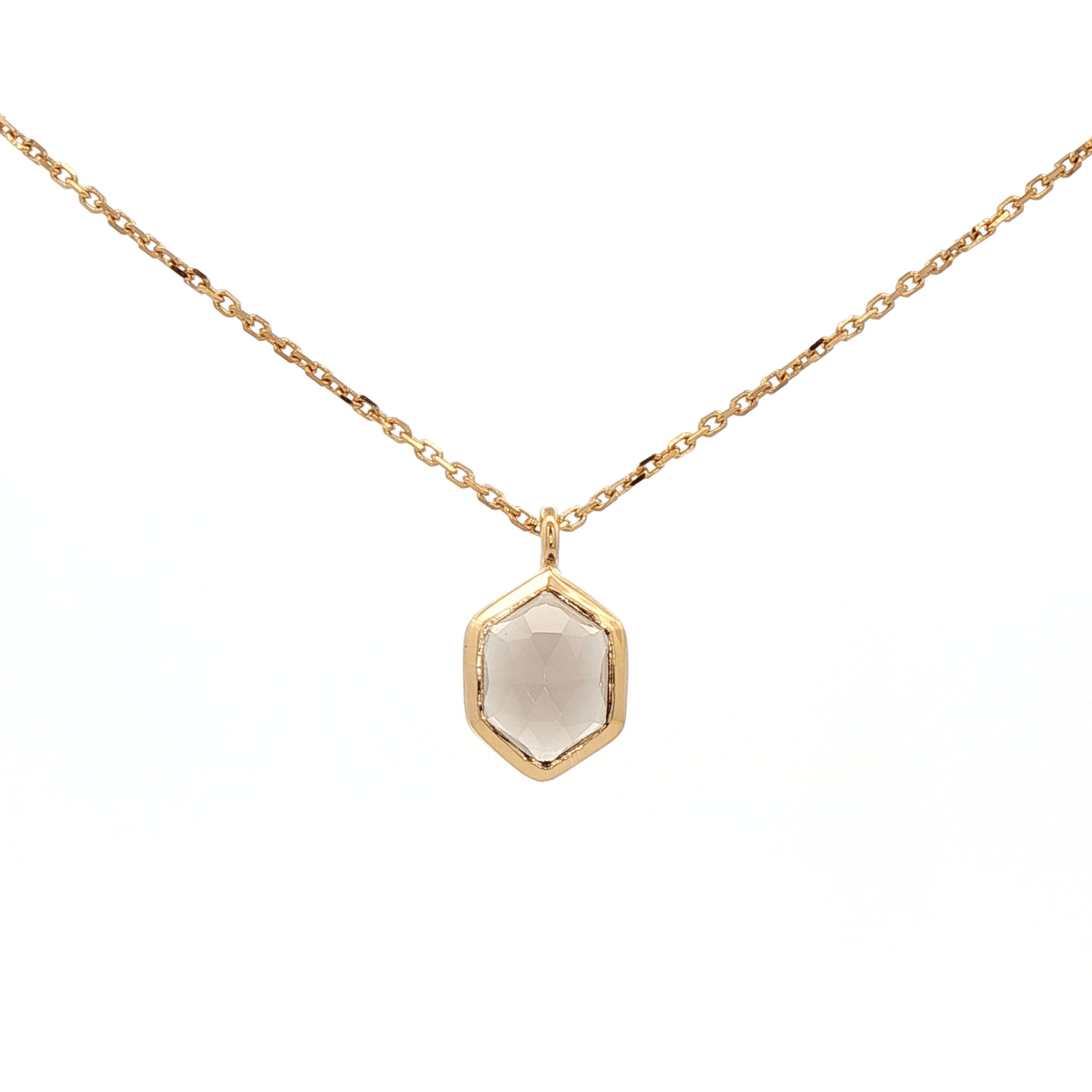 925YG HEXAGONAL SMOKY QUARTZ NECKLACE - C'SANTOS