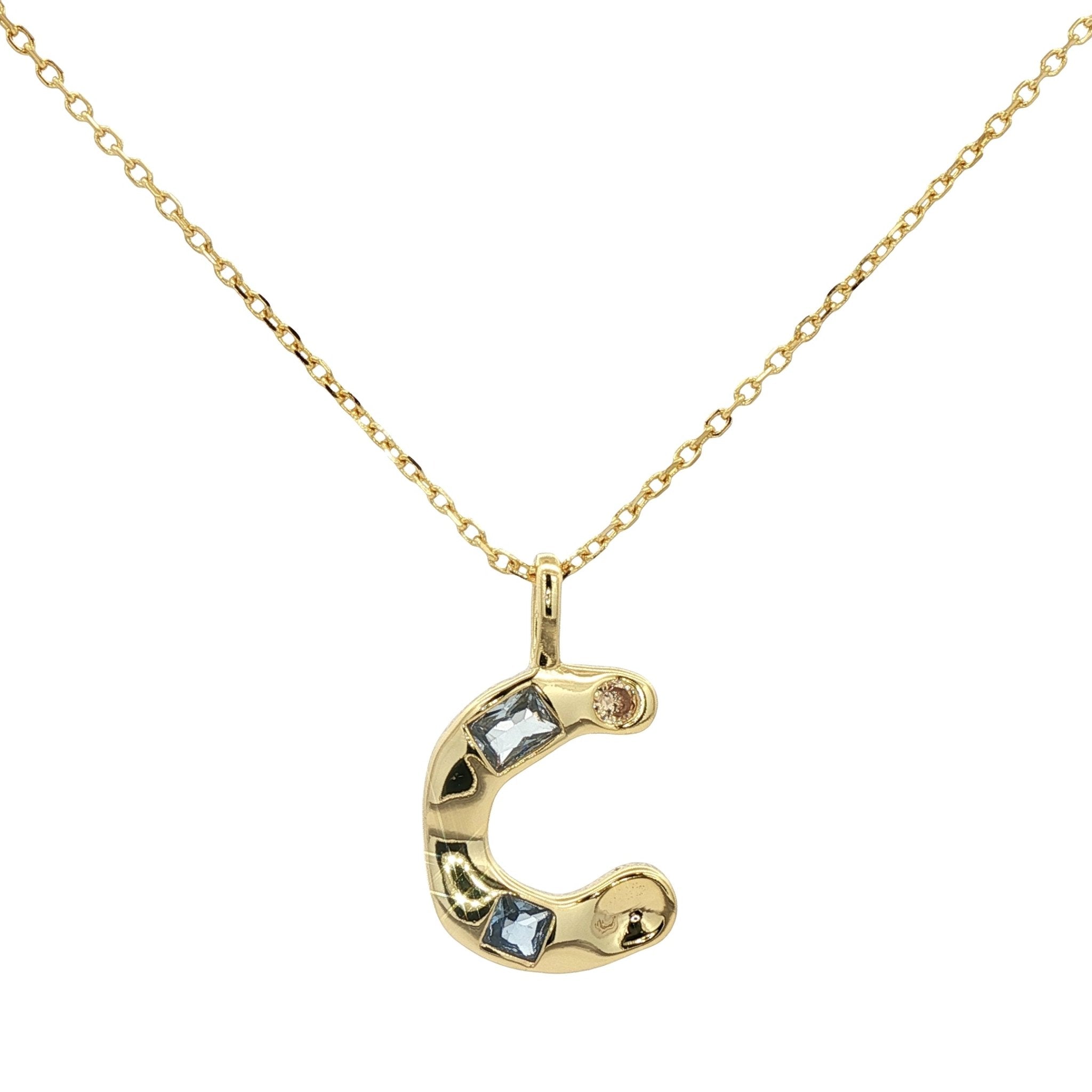 925YG INICIAL C MULTICOLOR CZ NECKLACE - C'SANTOS