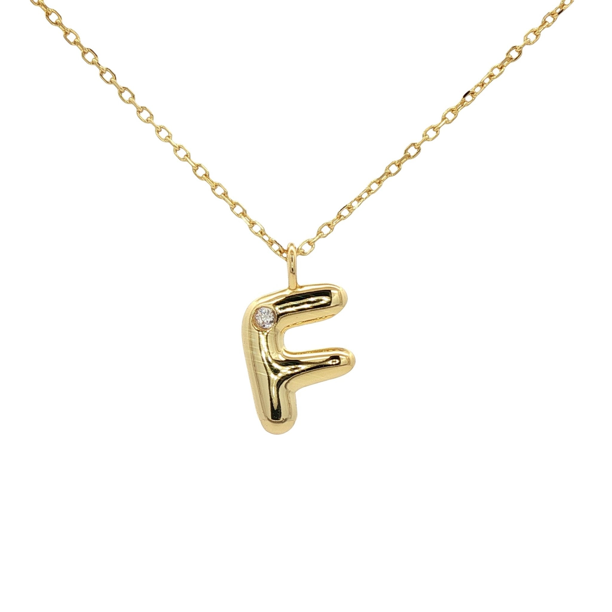 925YG INICIAL F CZ NECKLACE - C'SANTOS