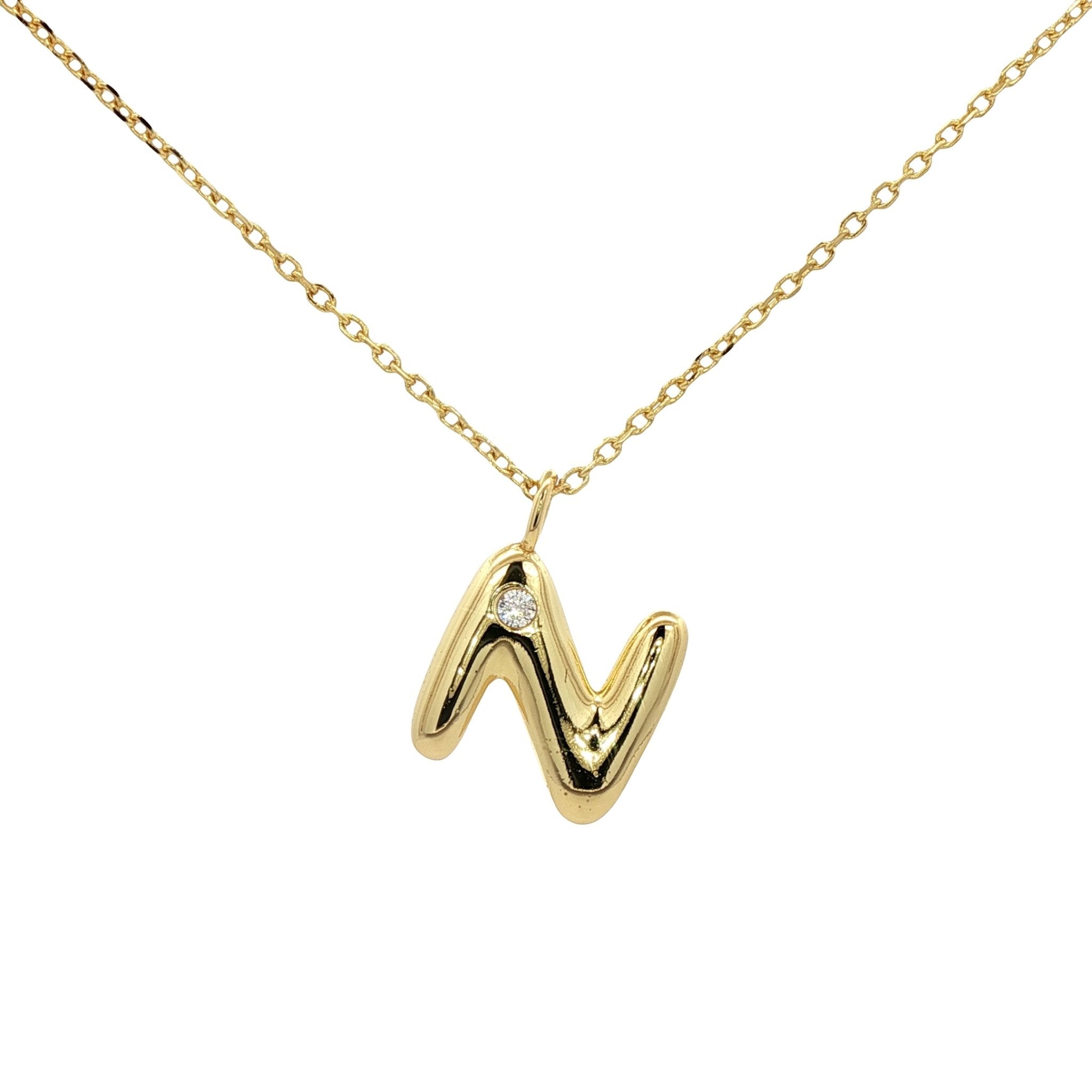 925YG INICIAL N CZ NECKLACE - C'SANTOS