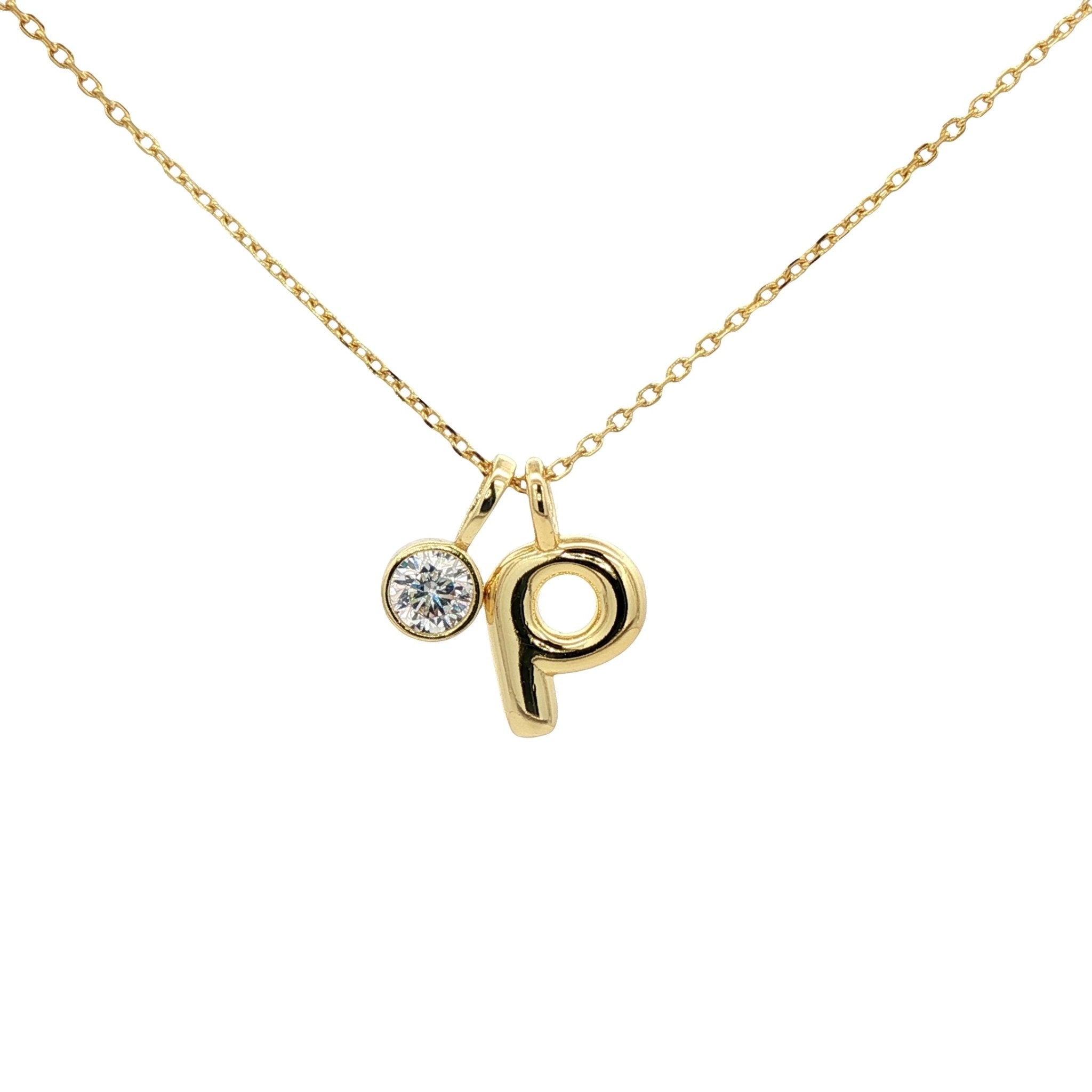 925YG INICIAL P CZ PENDANT NECKLACE - C'SANTOS