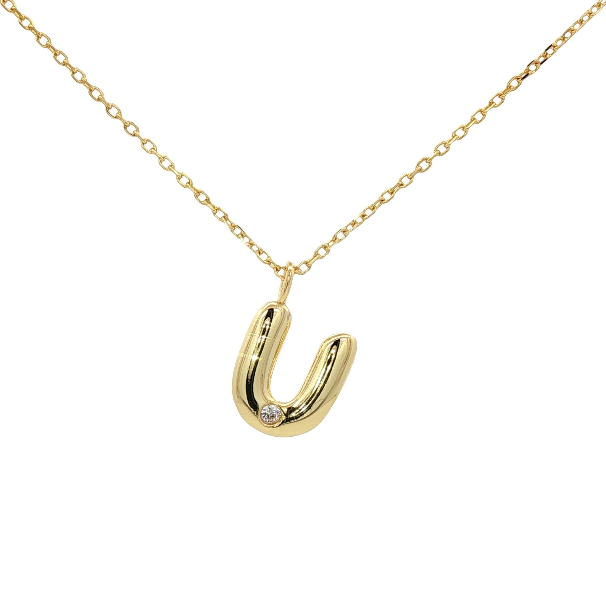 925YG INICIAL U CZ NECKLACE - C'SANTOS