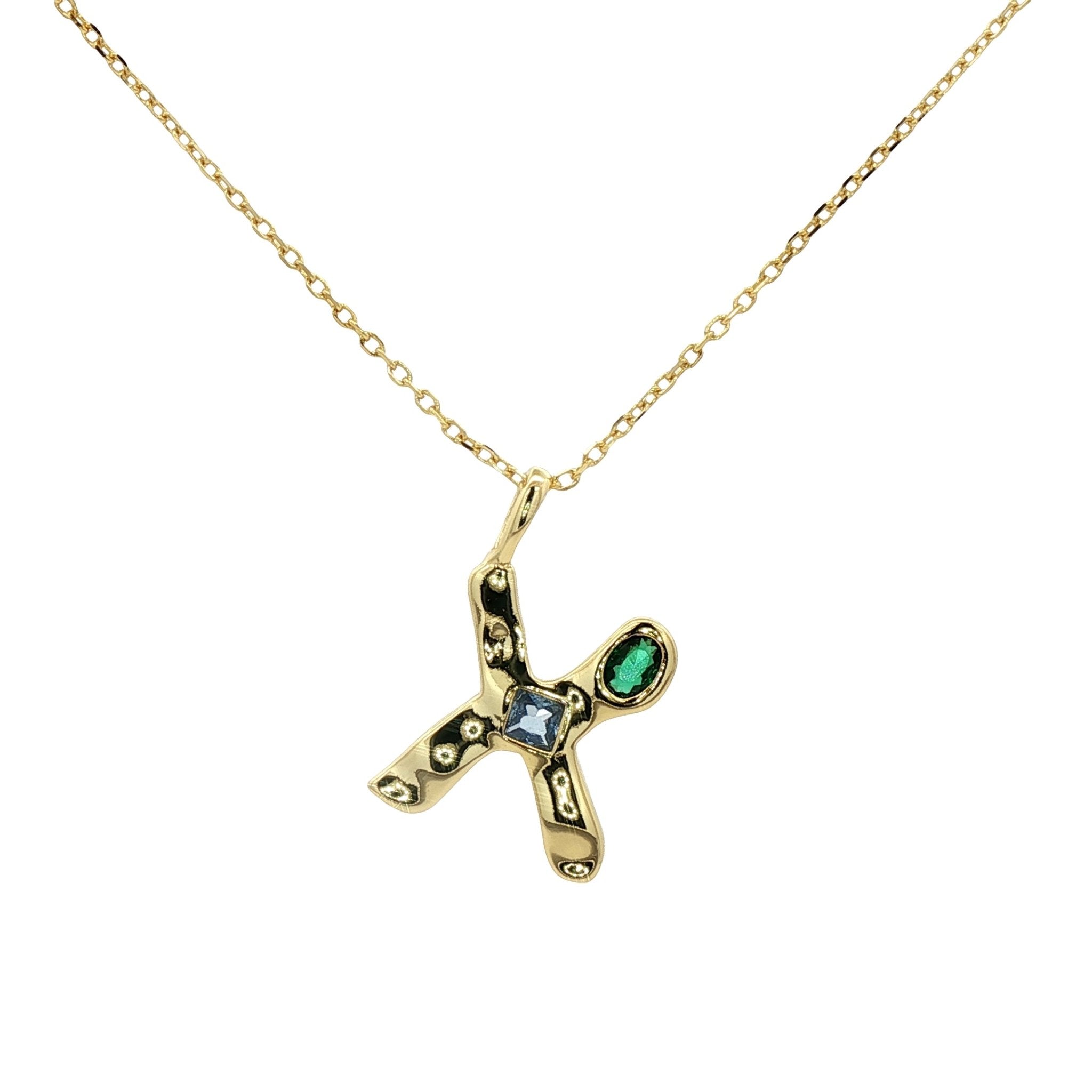 925YG INICIAL X MULTICOLOR CZ NECKLACE - C'SANTOS