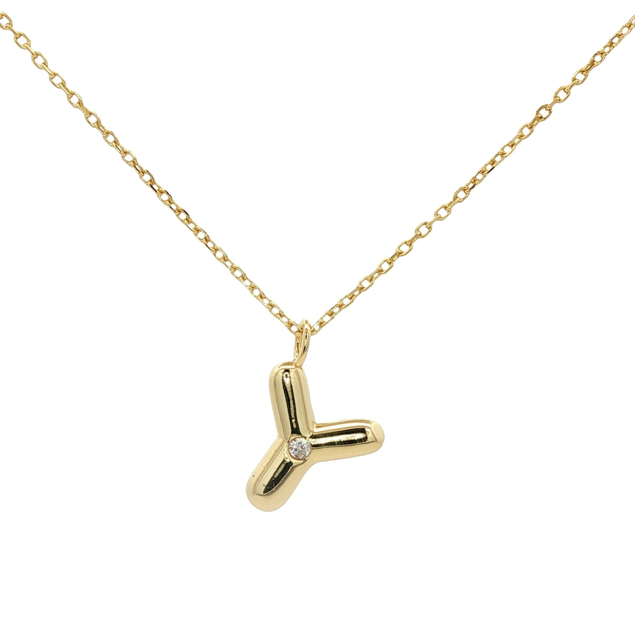 925YG INICIAL Y CZ NECKLACE - C'SANTOS