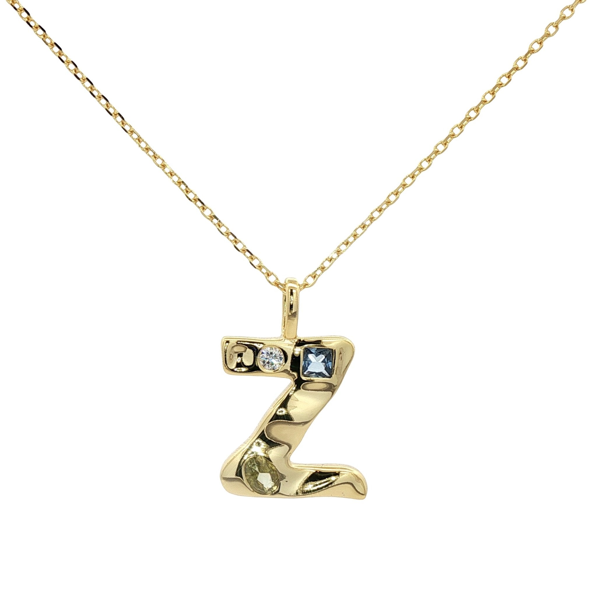 925YG INICIAL Z MULTICOLOR CZ NECKLACE - C'SANTOS