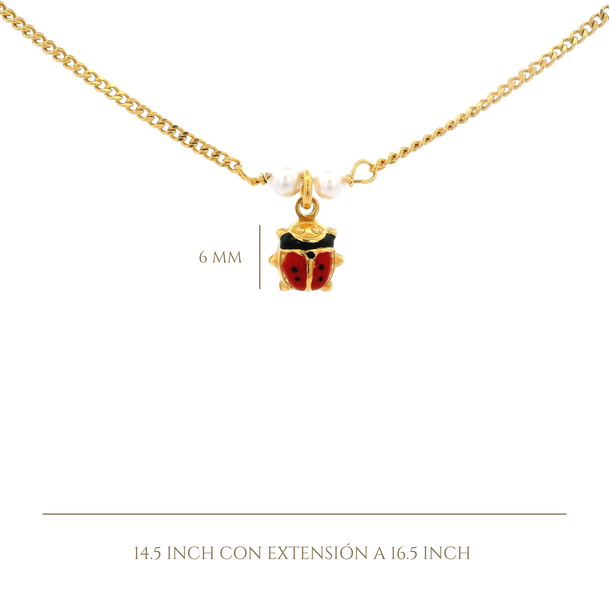 925YG LADYBUG AND PEARL NECKLACE - C'SANTOS