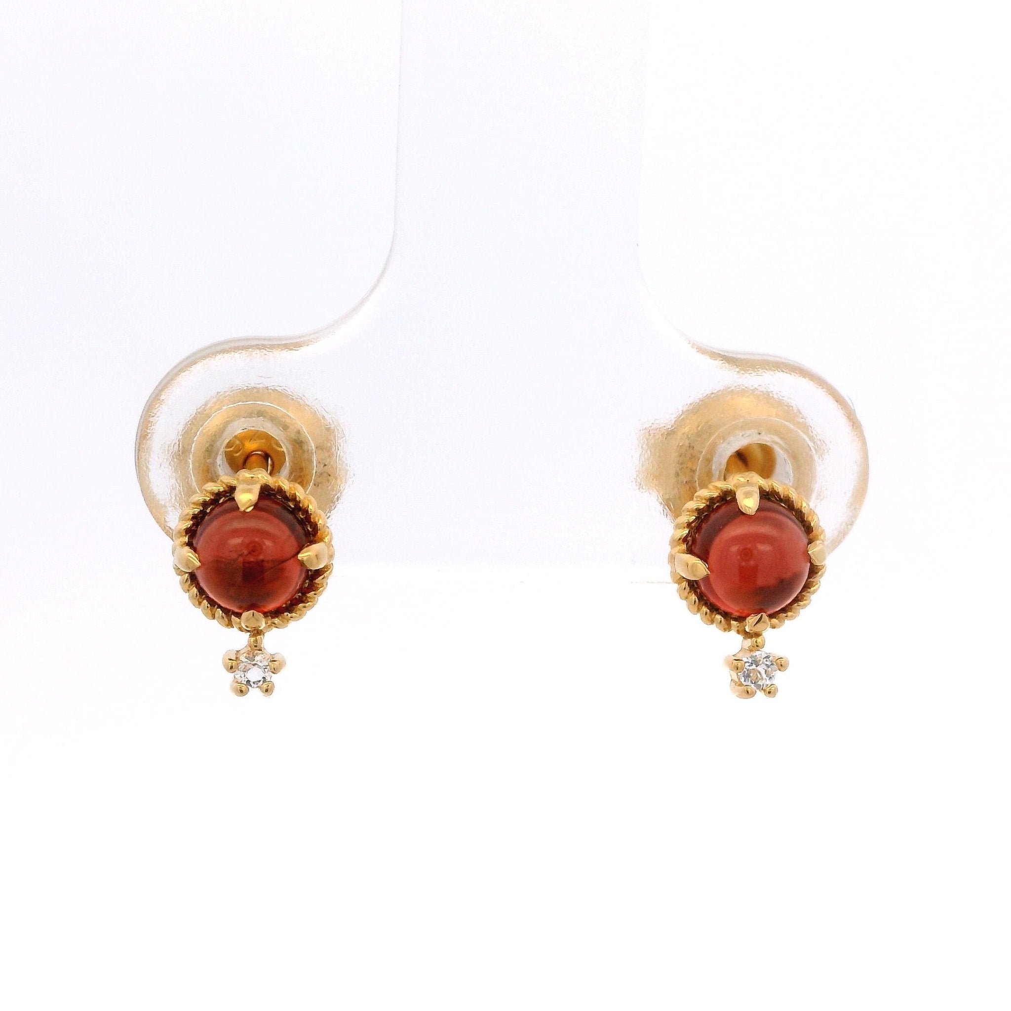 925YG MINI DOME GARNET AND TOPAZ WHITE EARRINGS - C'SANTOS
