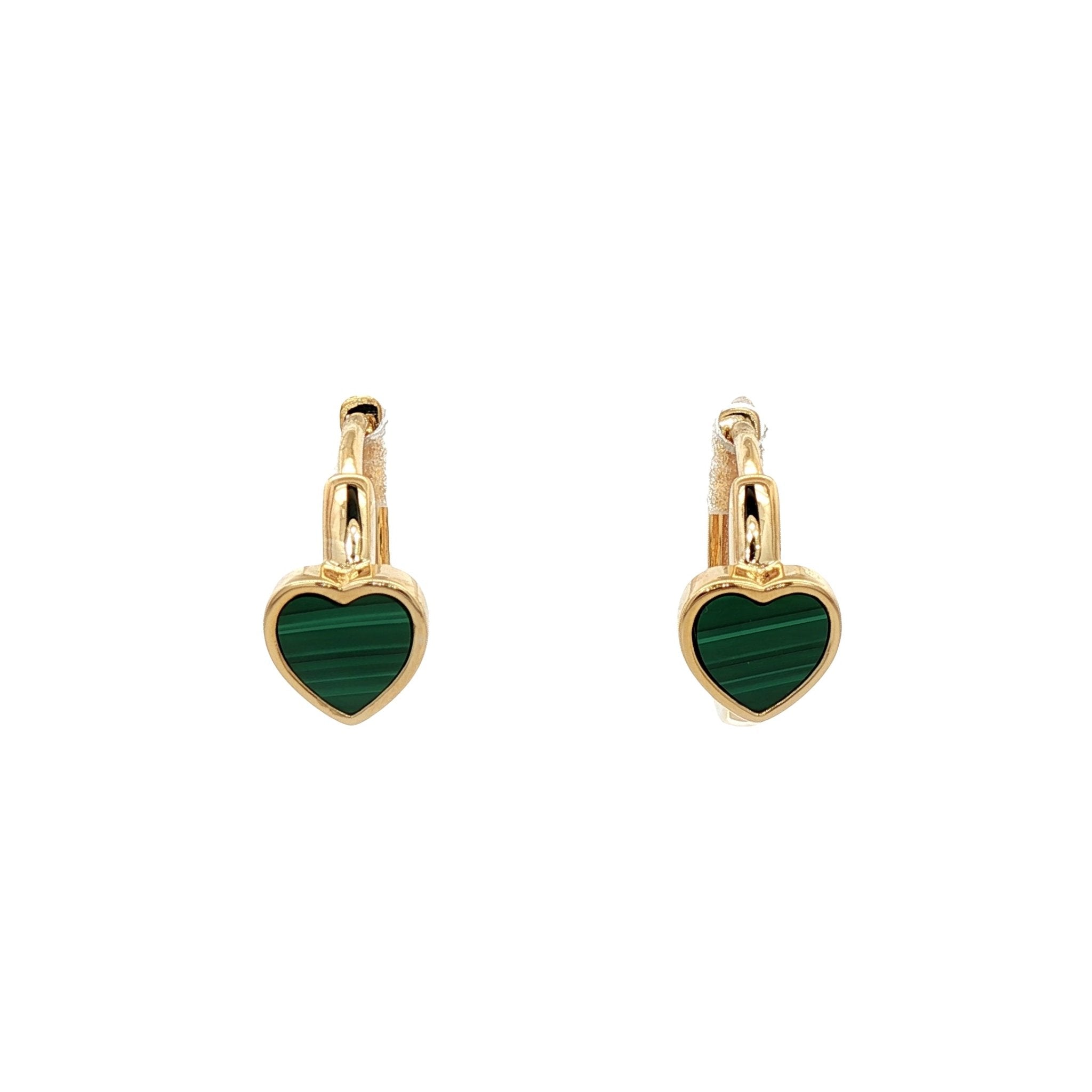 925YG MINI HEART MALACHITE HUGGIES - C'SANTOS