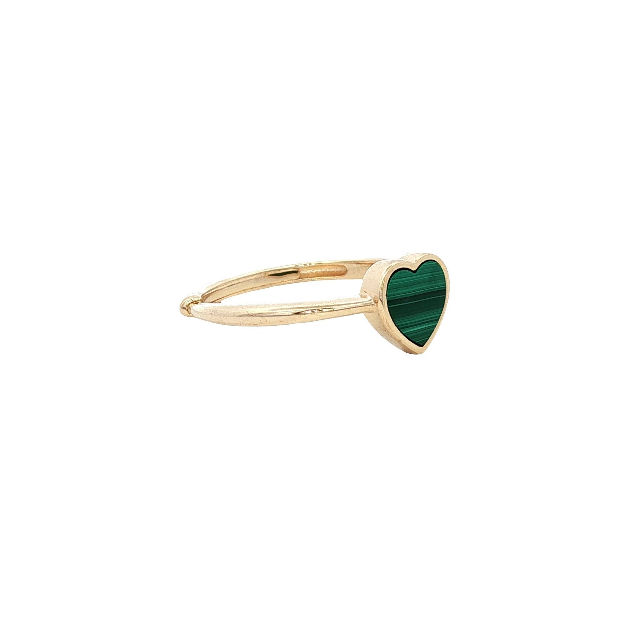 925YG MINI HEART MALACHITE RING - C'SANTOS
