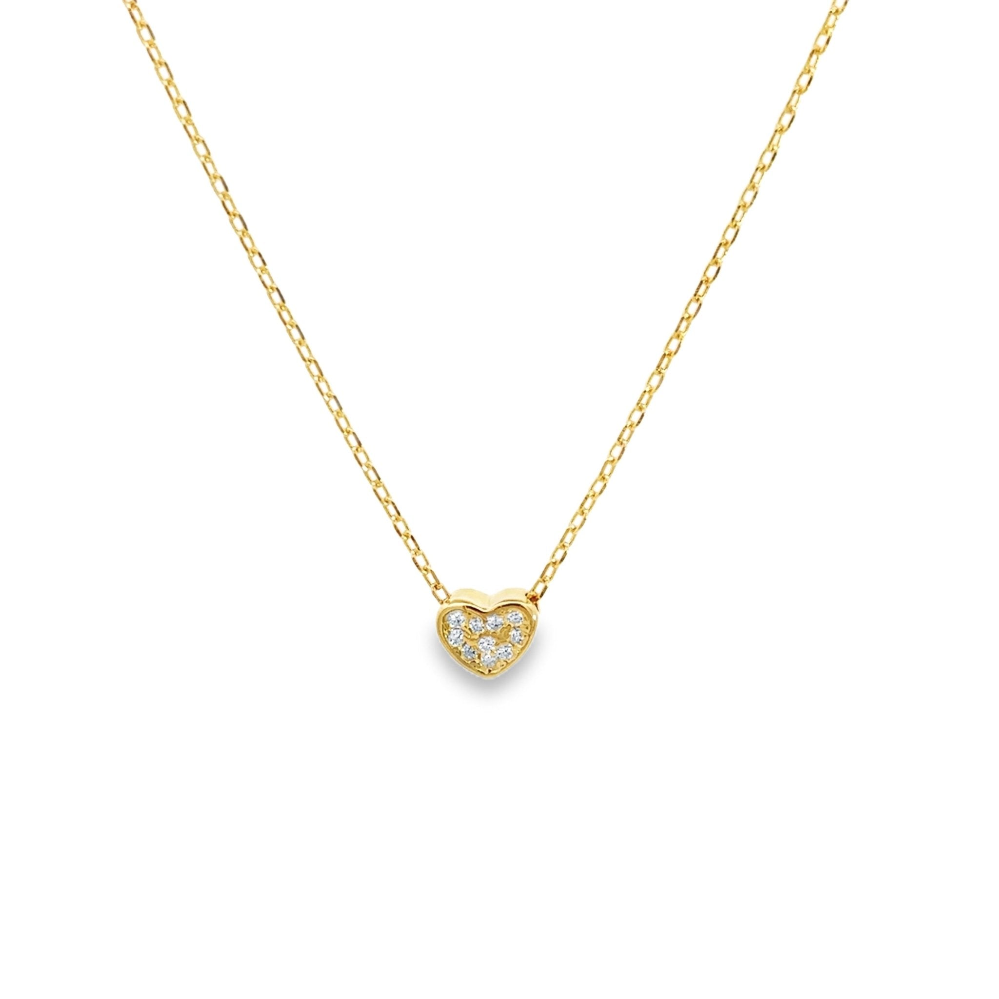 925YG MINI HEART PAVE CZ NECKLACE - C'SANTOS