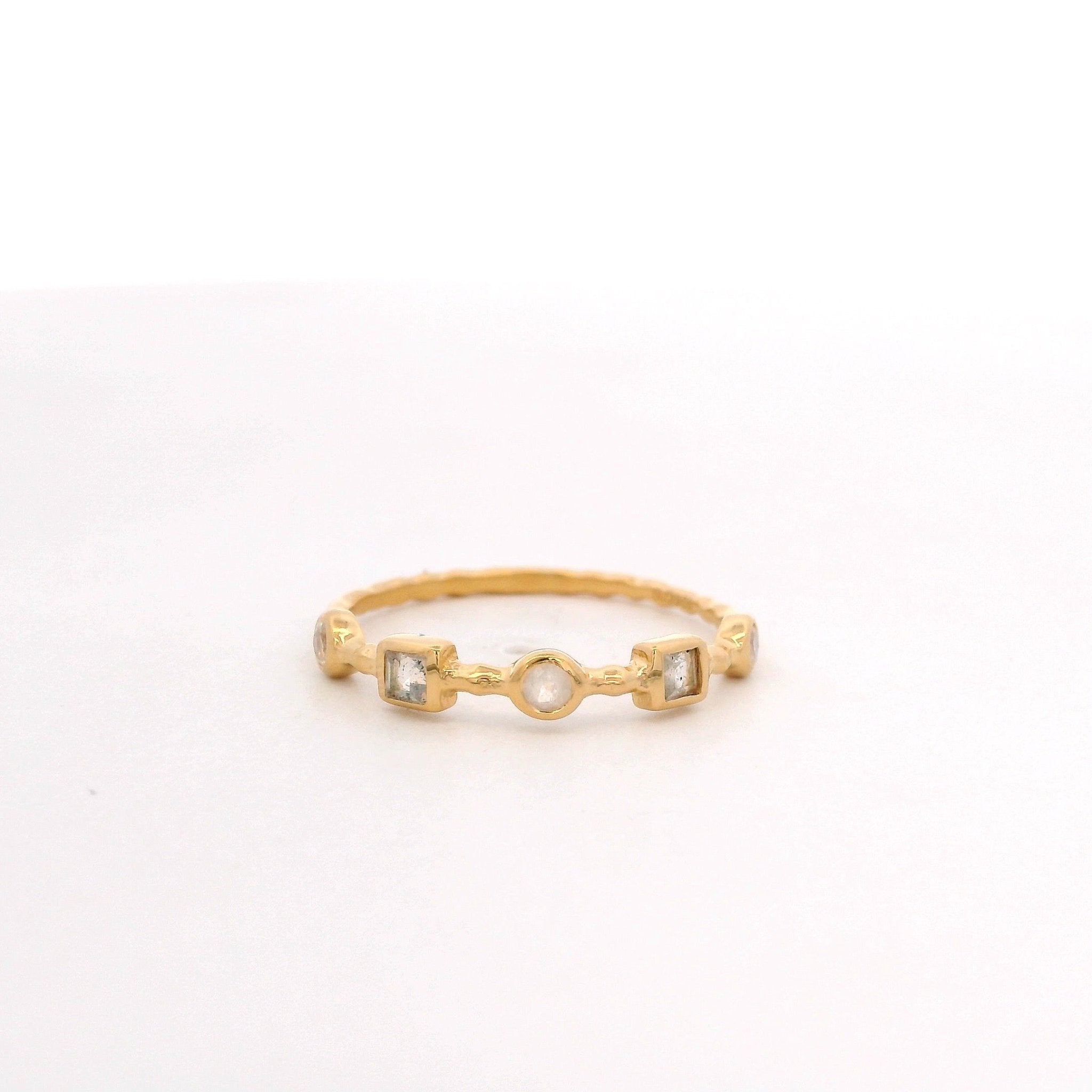 925YG MULTI SHAPE BEZEL MOOSTONE RING T6.5 - C'SANTOS