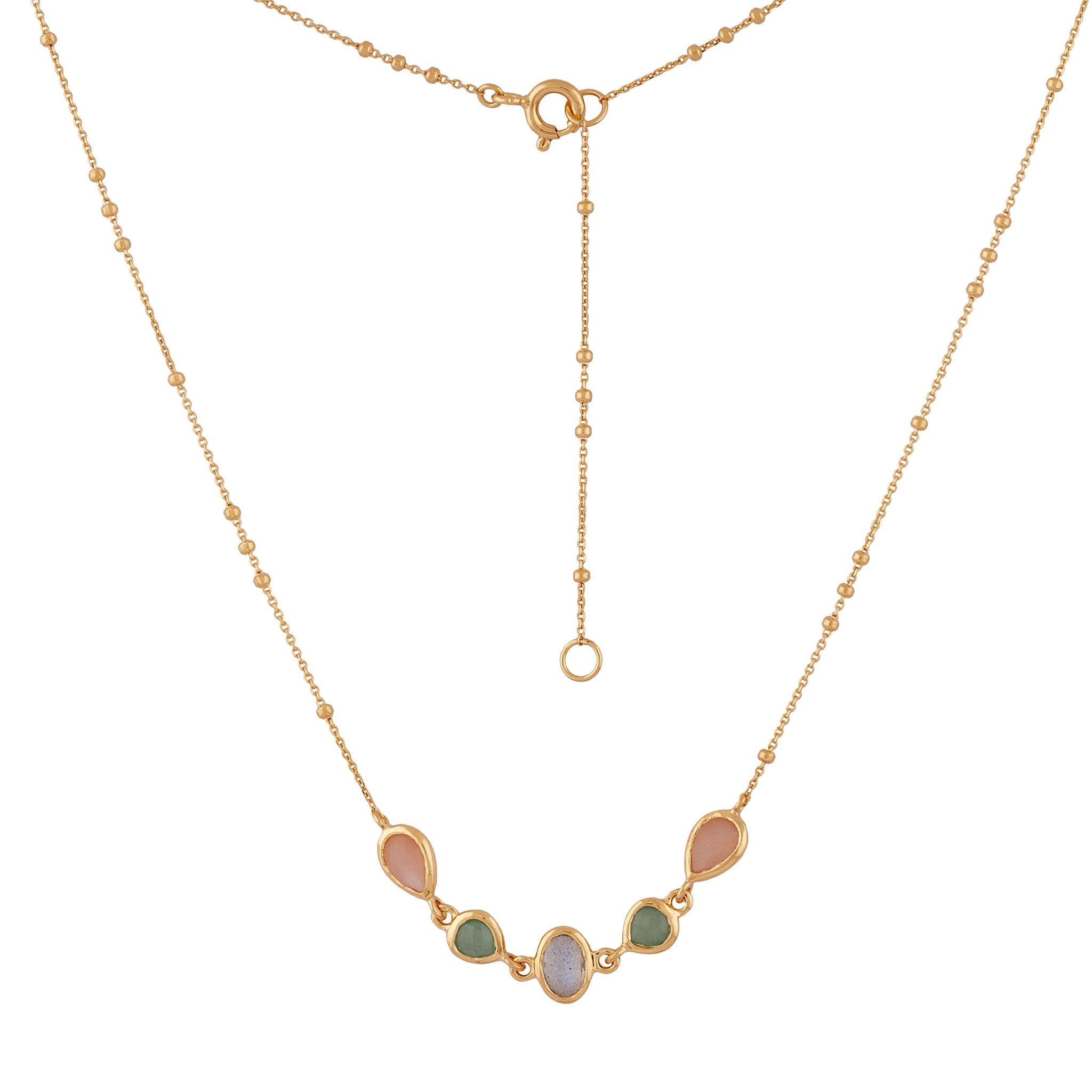 925YG MULTI SHAPE LABRADORITE AVENTURINE GREEN NECKLACE - C'SANTOS