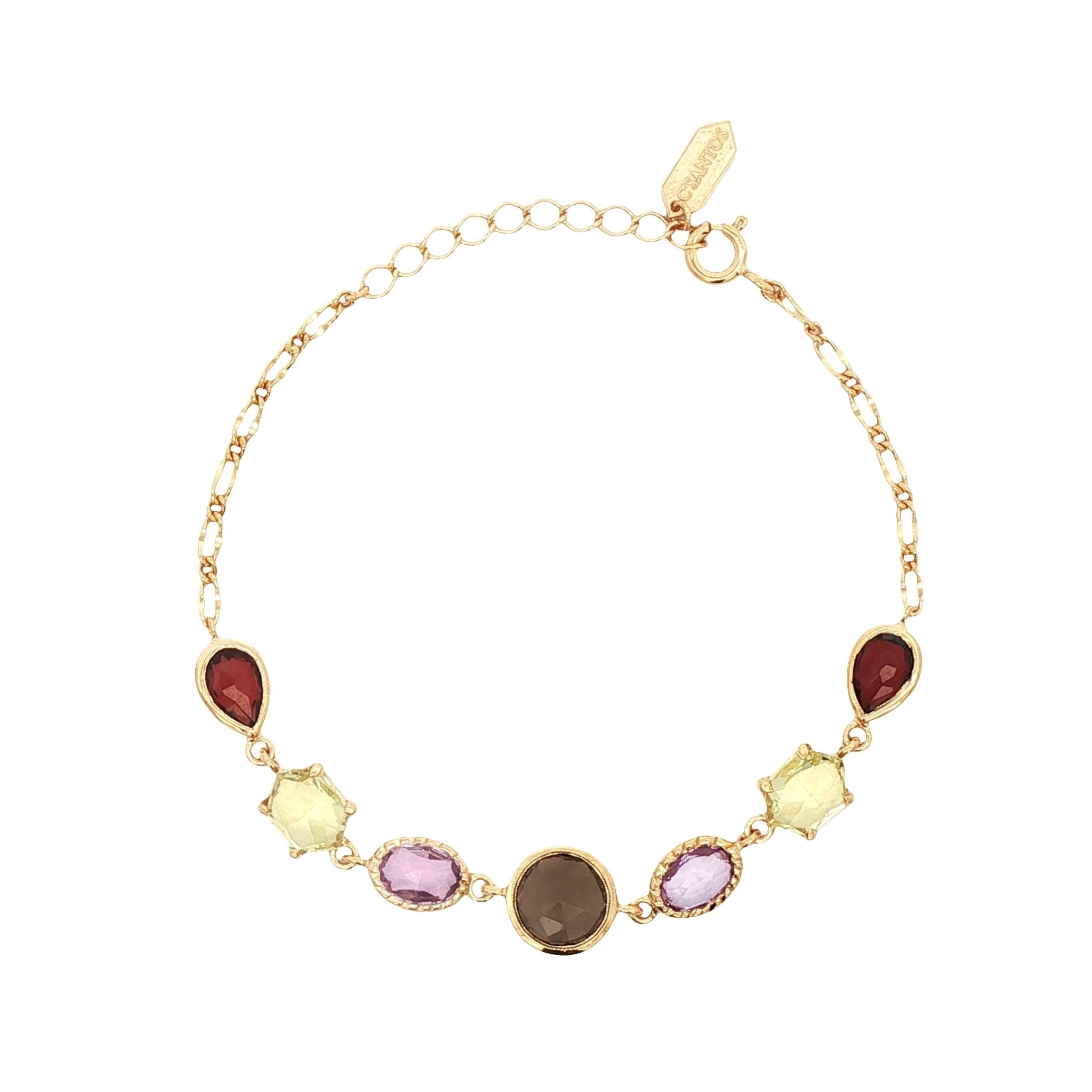 925YG MULTI SHAPE LEMON QUARTZ AMETHYST BRACELET - C'SANTOS