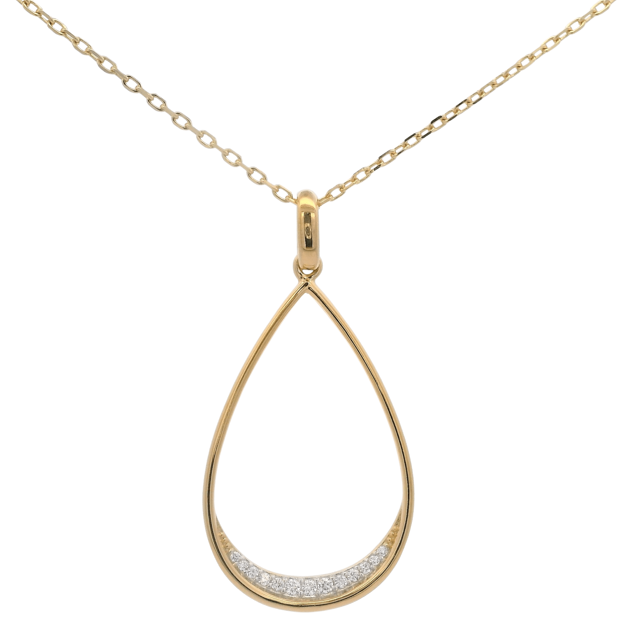 925YG OUTLINE DROP WITH CZ NECKLACE - C'SANTOS