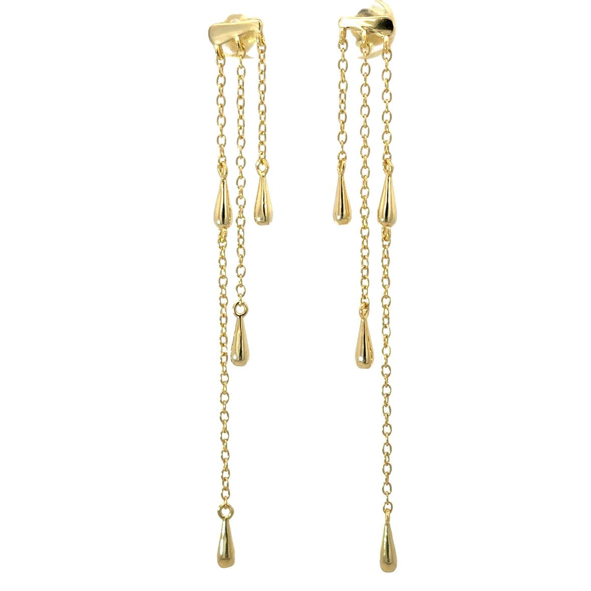 925YG PLAIN BAR HANGING CHAIN EARRINGS - C'SANTOS