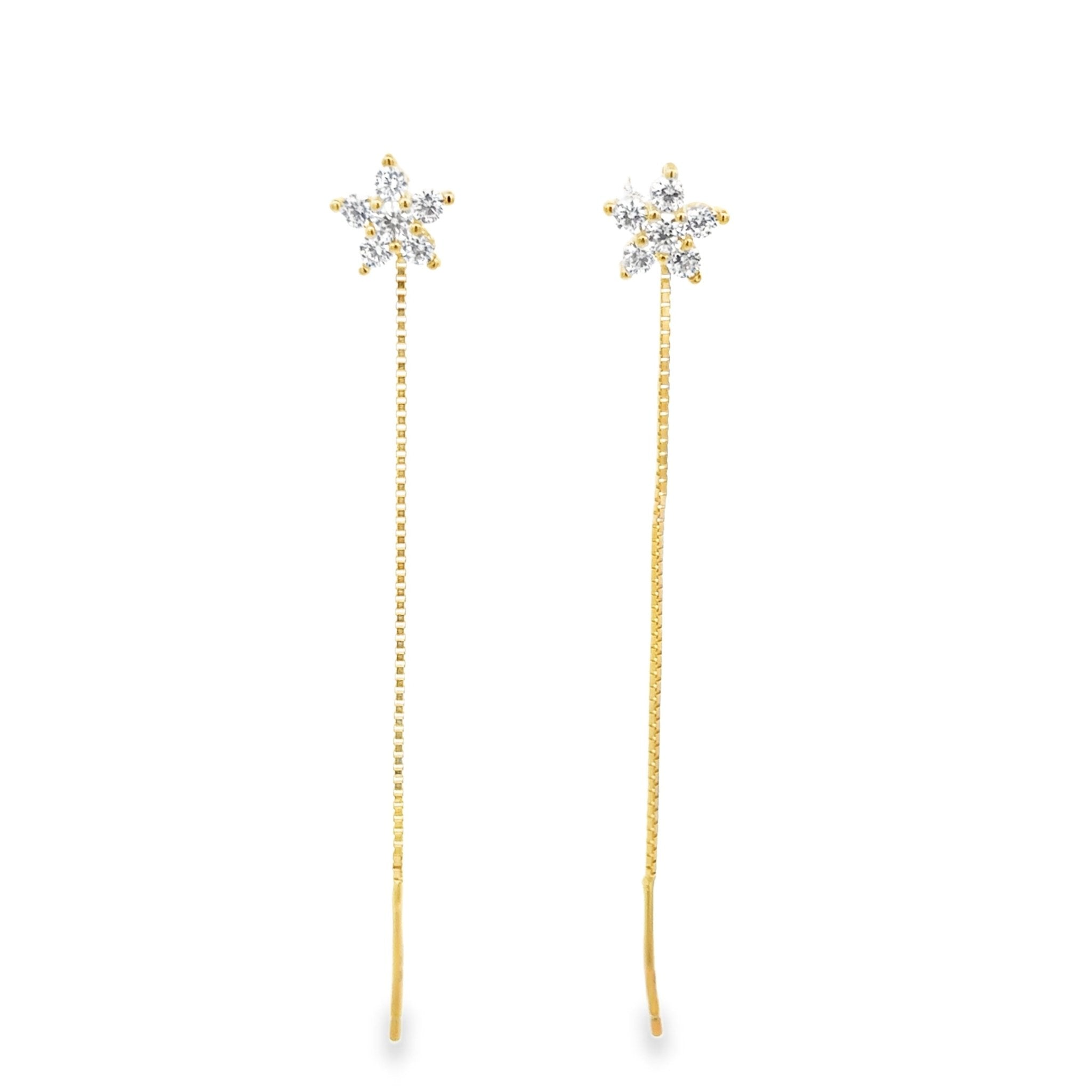 925YG SMALL FLOWER CZ WHITE EARRINGS - C'SANTOS