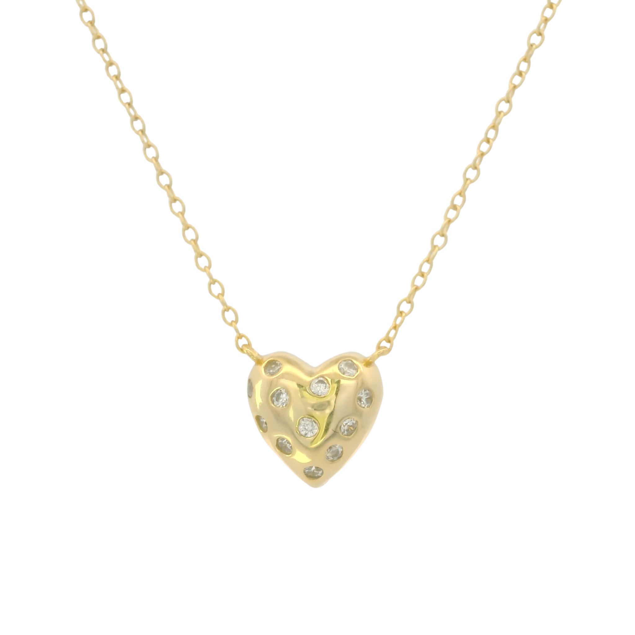 925YG SOLITARY HEART WITH CZ NECKLACE - C'SANTOS