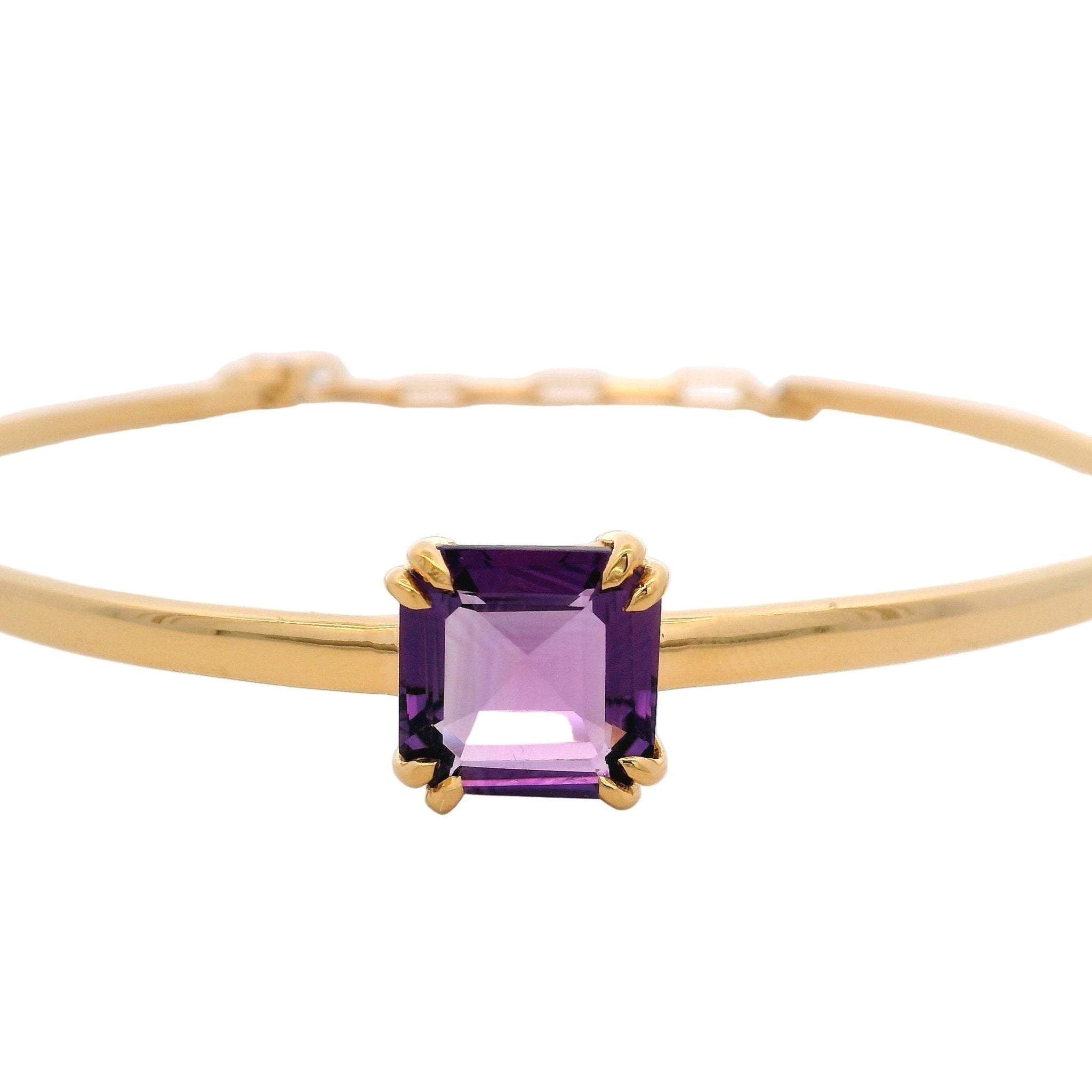 925YG SQUARE AMETHYST BANGLE - C'SANTOS