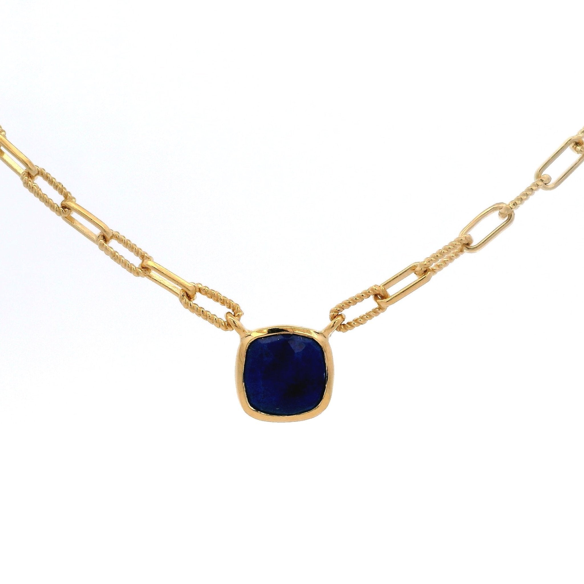 925YG SQUARE LAPIS LAZULI NECKLACE - C'SANTOS